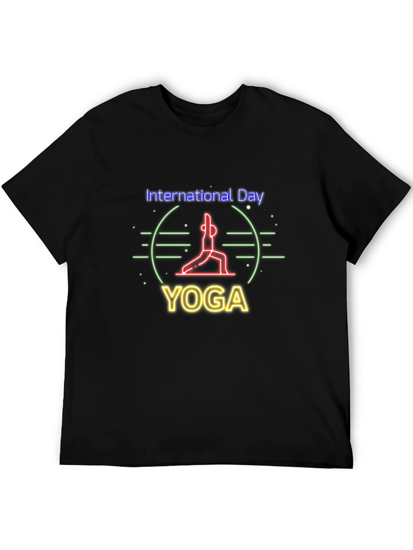 Black International Yoga Day T-Shirt - Black view 5