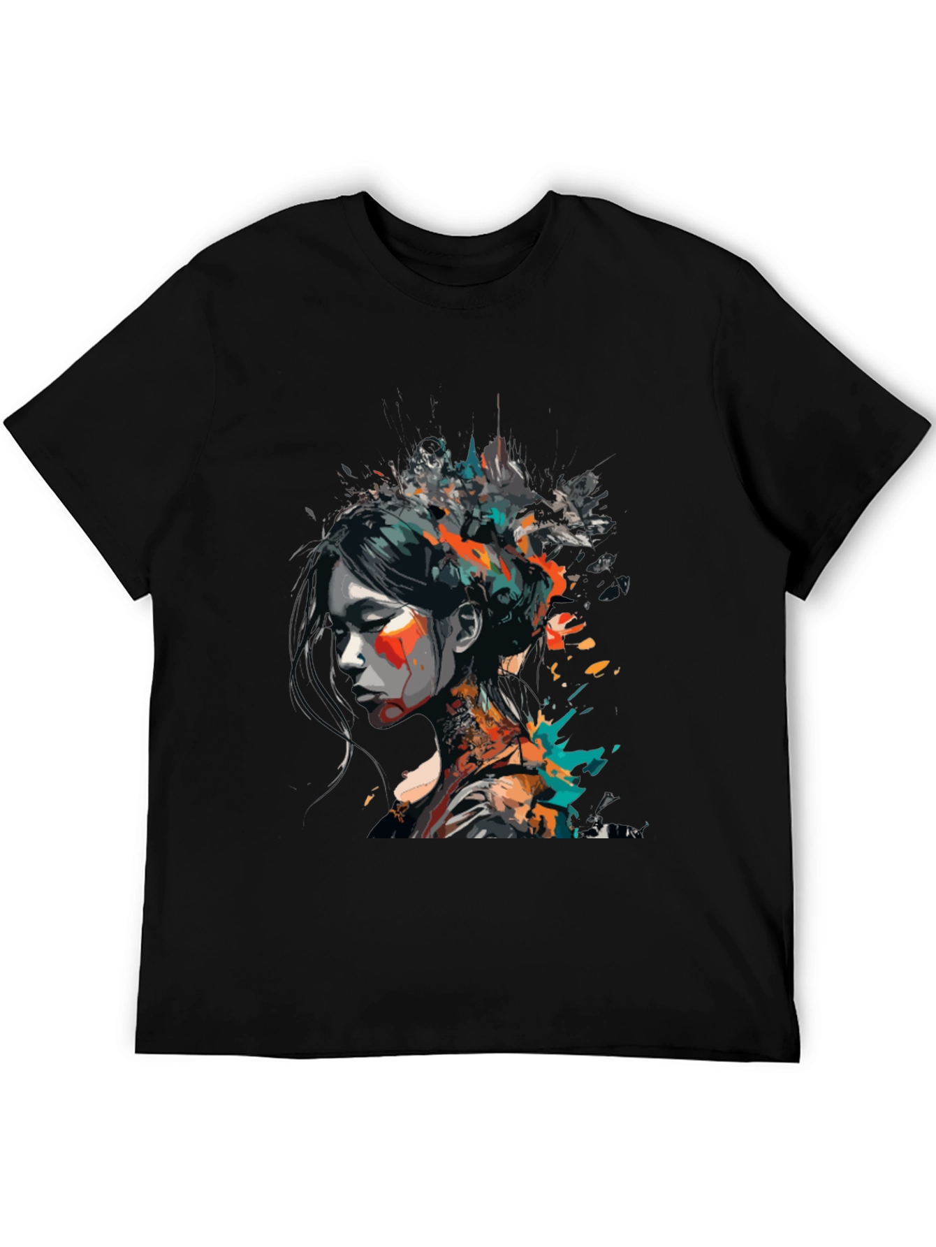 Black Abstract Art Woman's Graphic Tee - Modern Style view 5