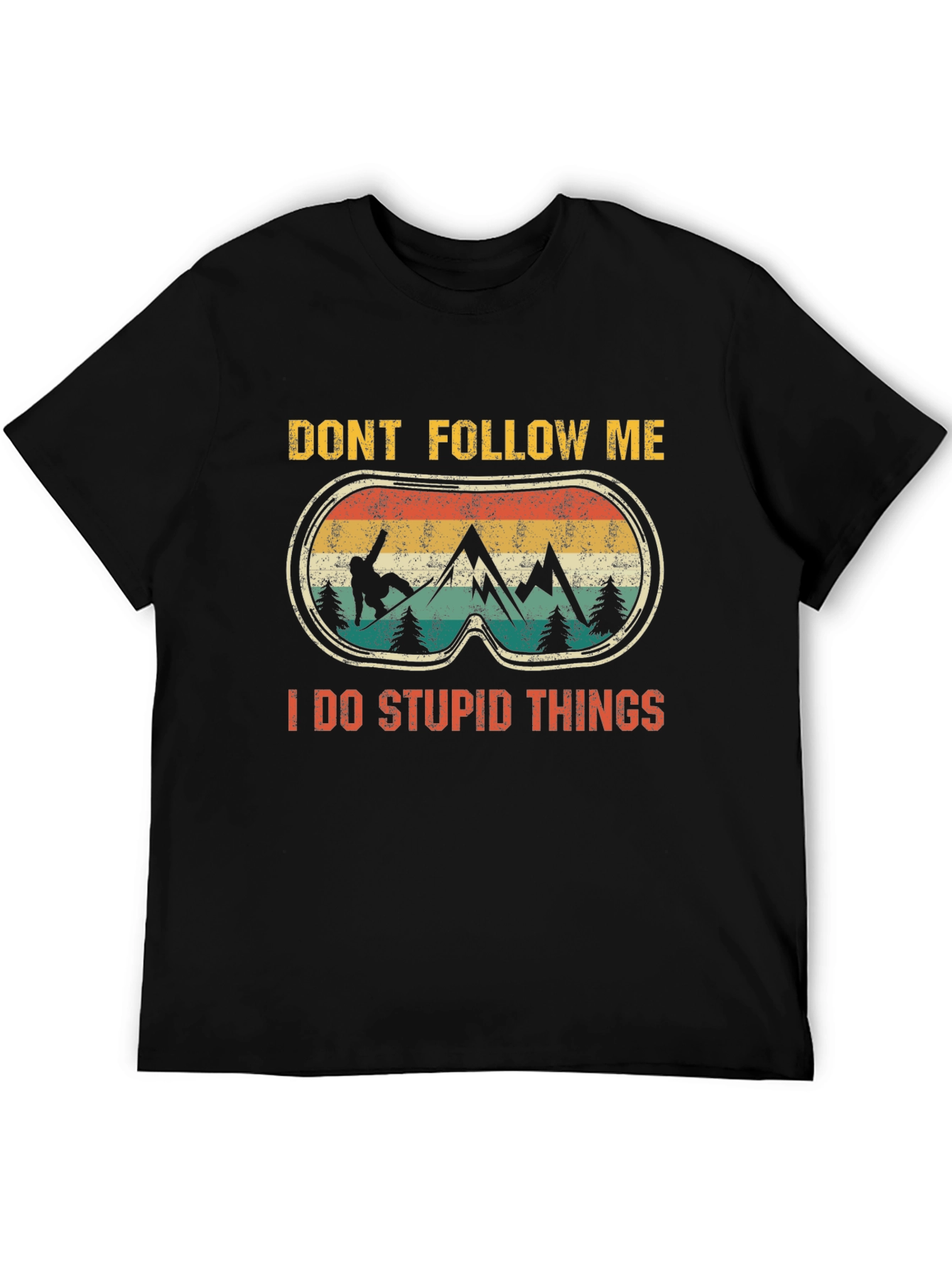 Black Don't Follow Me T-Shirt Funny Snowboarding Graphic Tee view 5