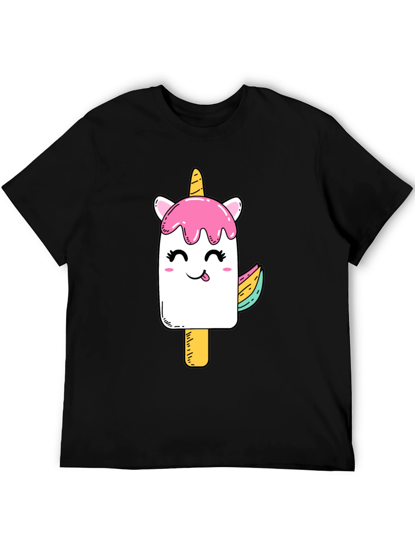Black Unicorn Popsicle Graphic Black T-Shirt view 5