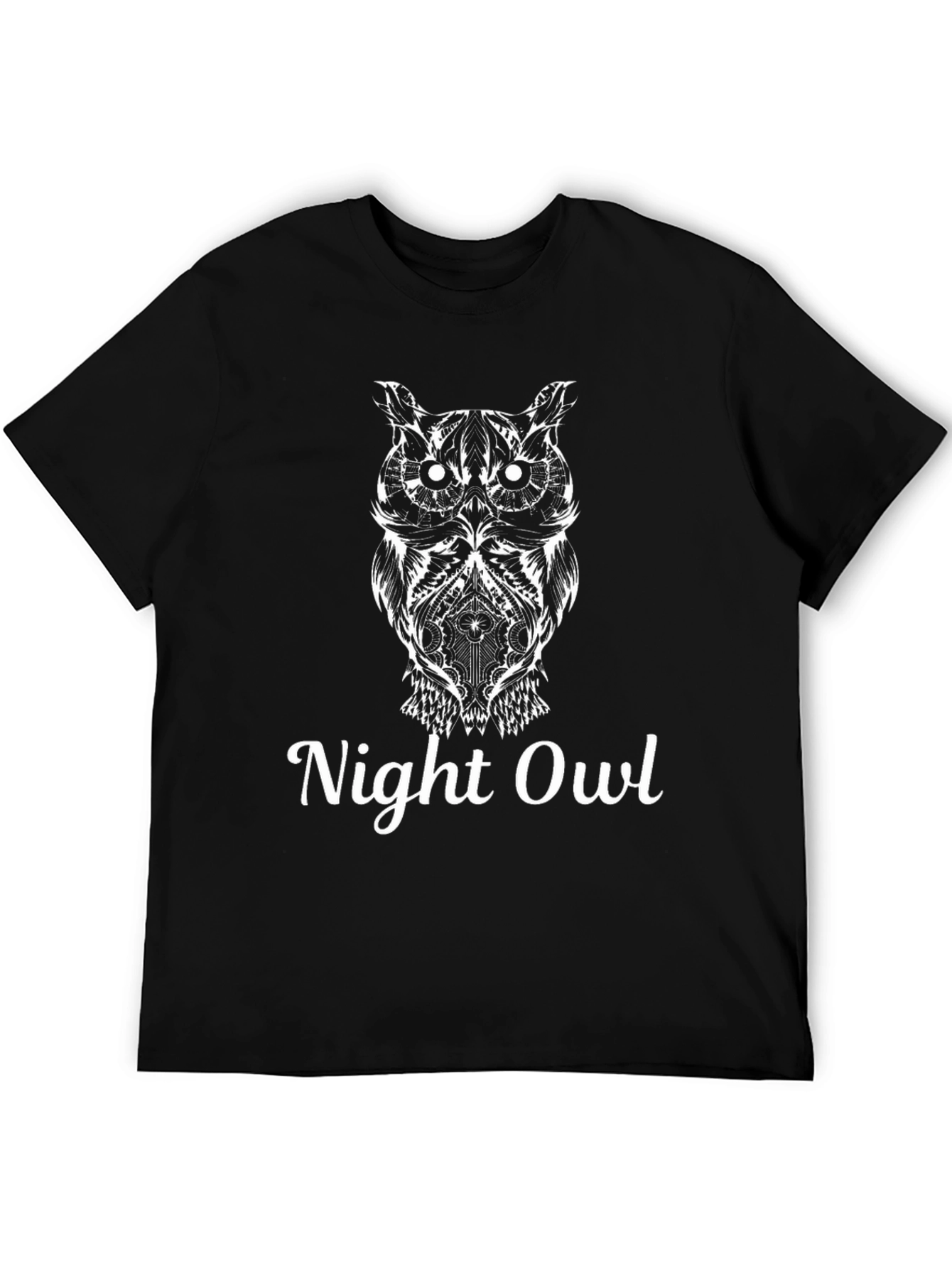 Black Night Owl T-Shirt - Black Graphic Tee view 5