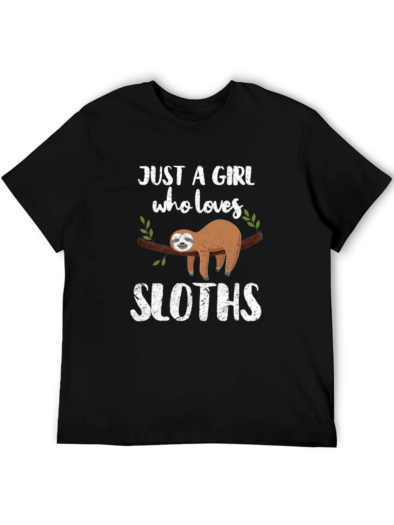 Black Just a Girl Who Loves Sloths T-Shirt view 5
