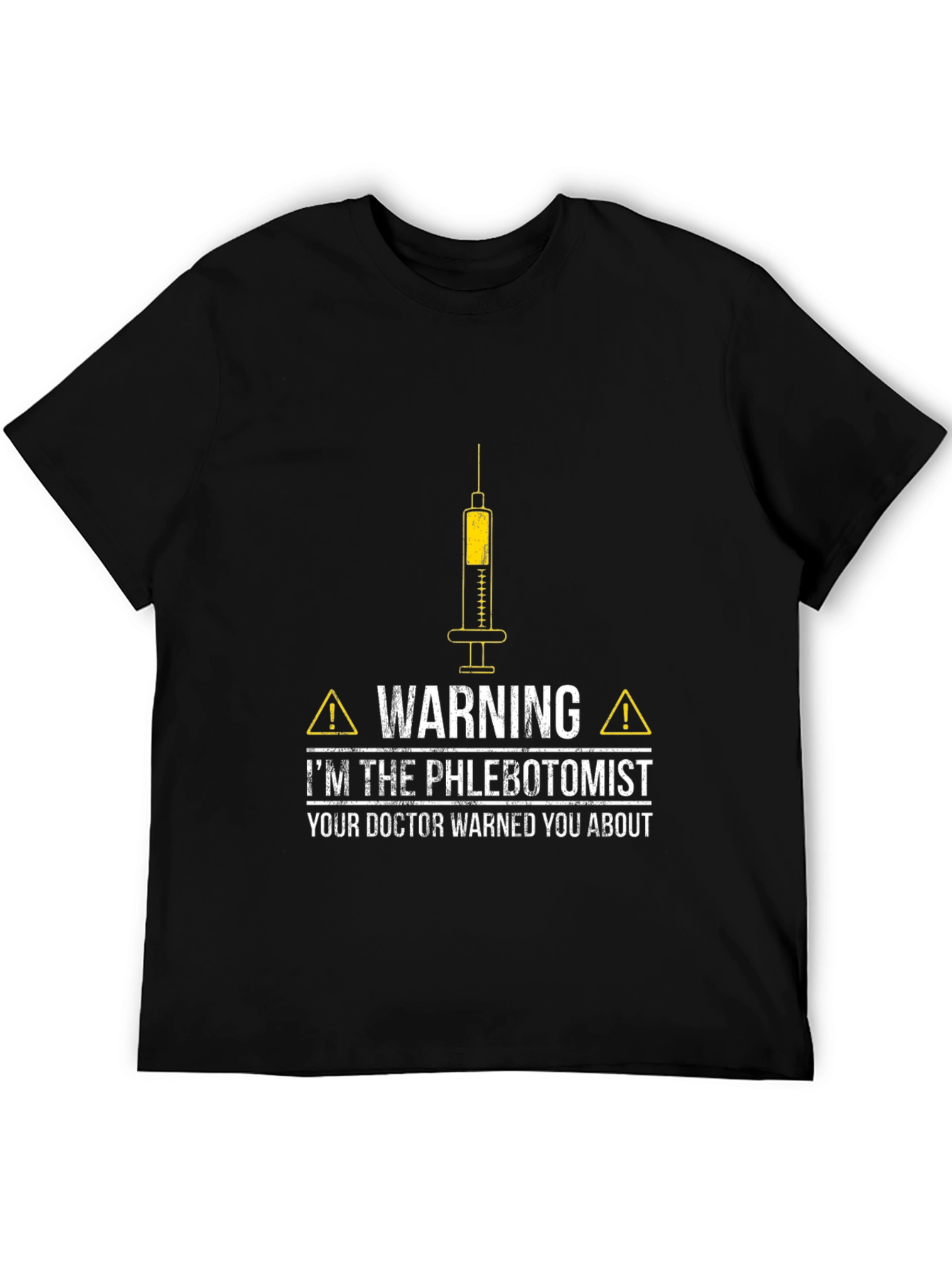 Black Phlebotomist Warning Graphic T-Shirt - Black view 5