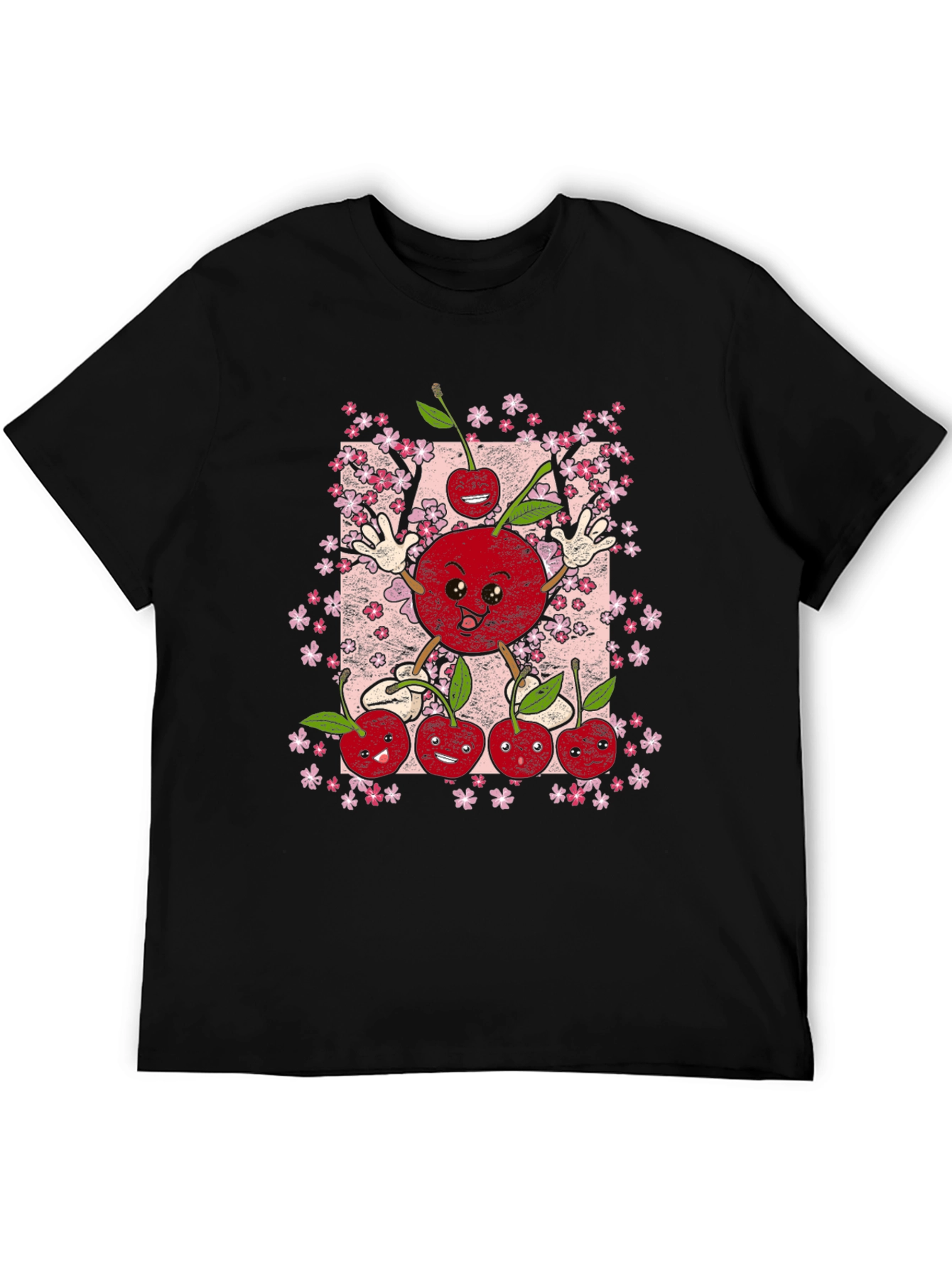 Black Cherry Blossom T-Shirt - Cute Fruit Graphic Tee view 5