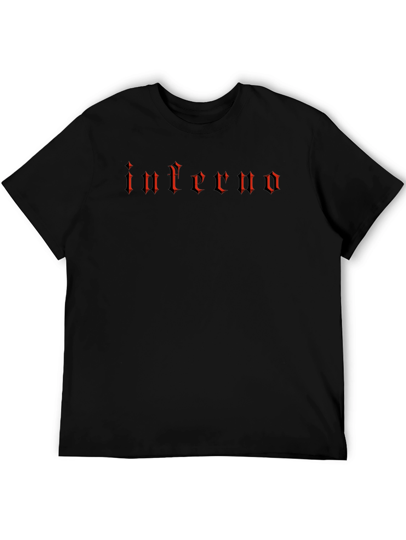 Black Inferno Red Gothic Lettering Black T-Shirt view 5
