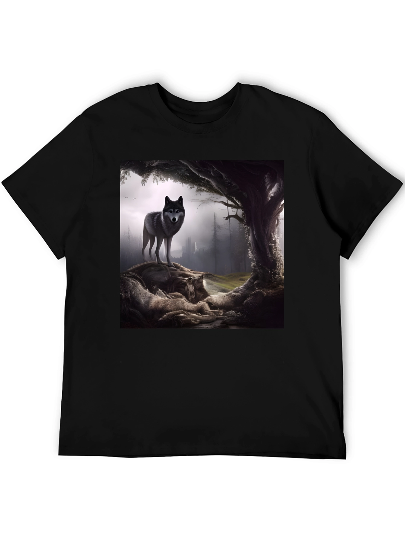 Wolf Pack Graphic Tee - Black Cotton Blend - 5