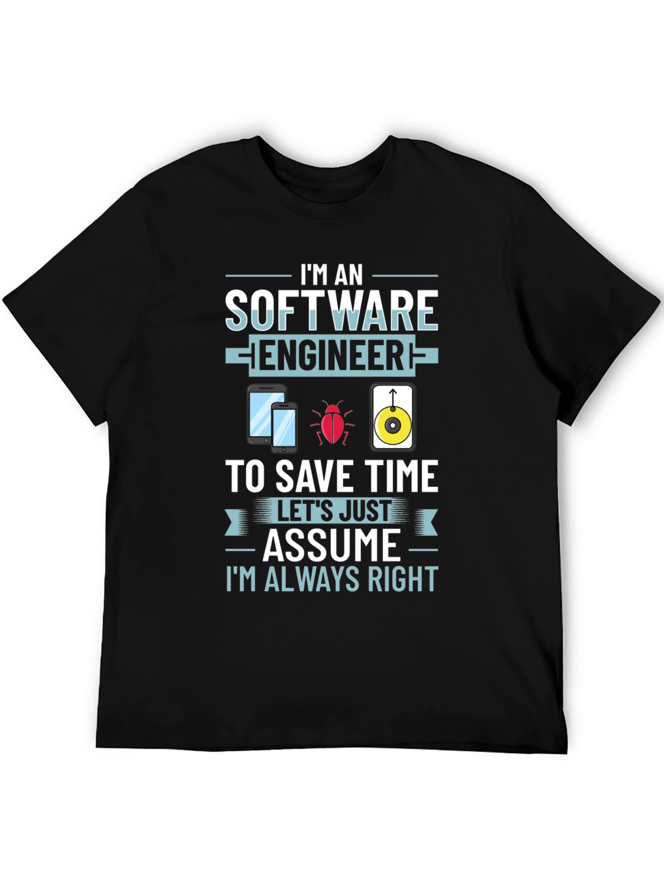 Black Software Engineer Novelty Graphic T-Shirt view 5