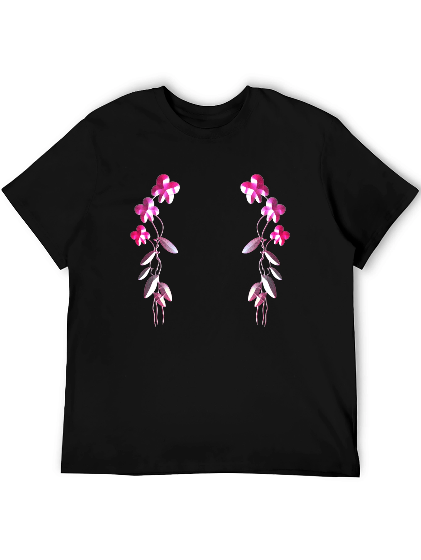 Black Floral Vines Graphic T-Shirt - Black view 5