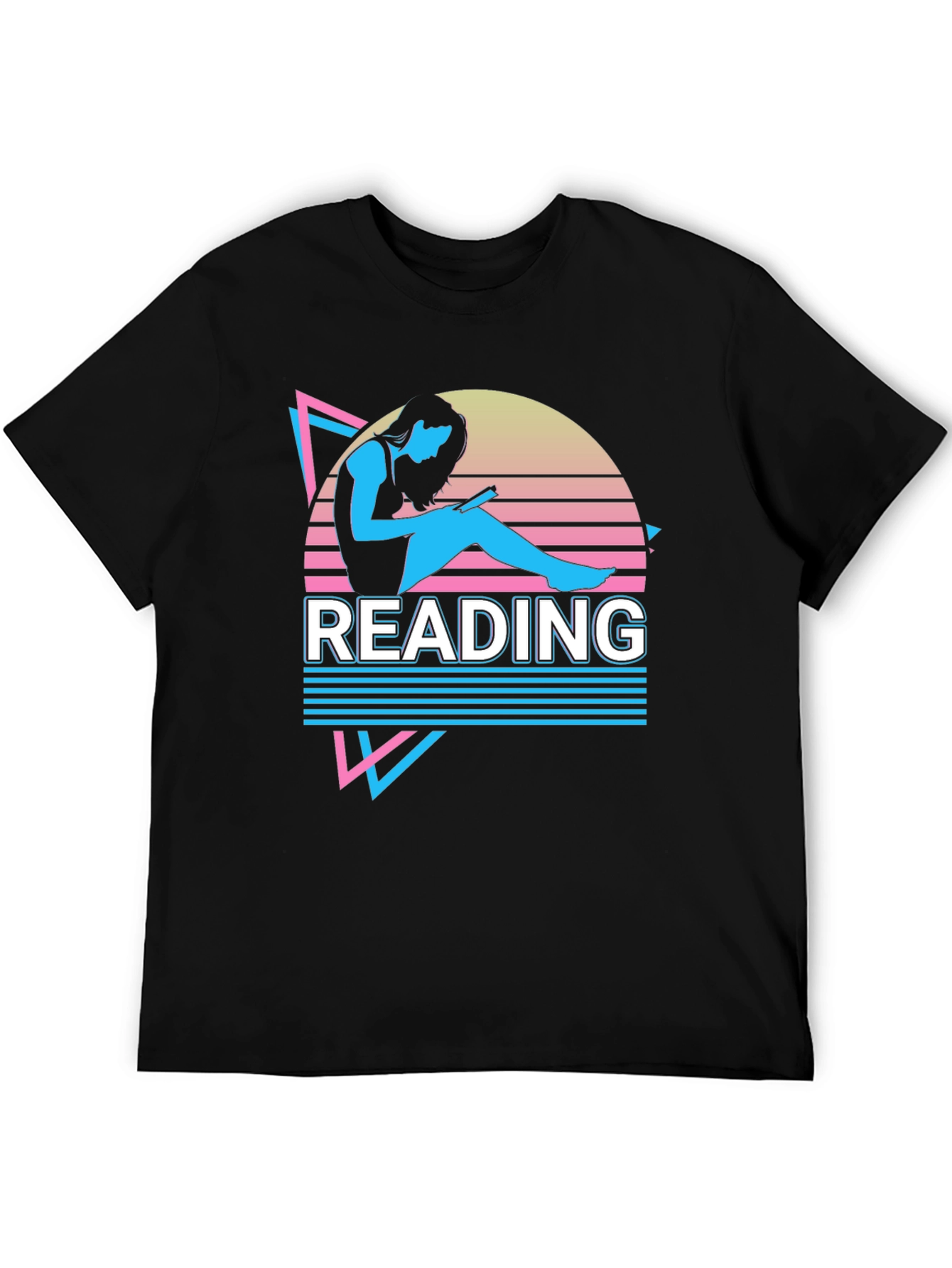 Black Retro Reading T-Shirt - 80s Style Reader Tee view 5