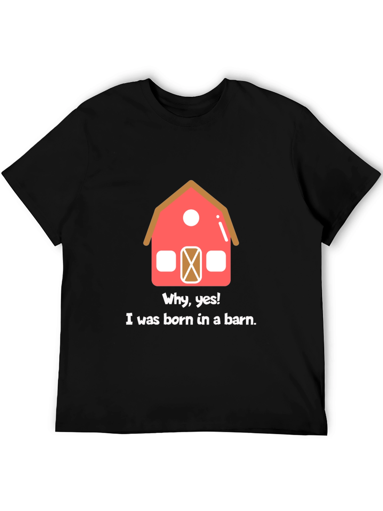 Black Born in a Barn Funny Graphic T-Shirt view 5