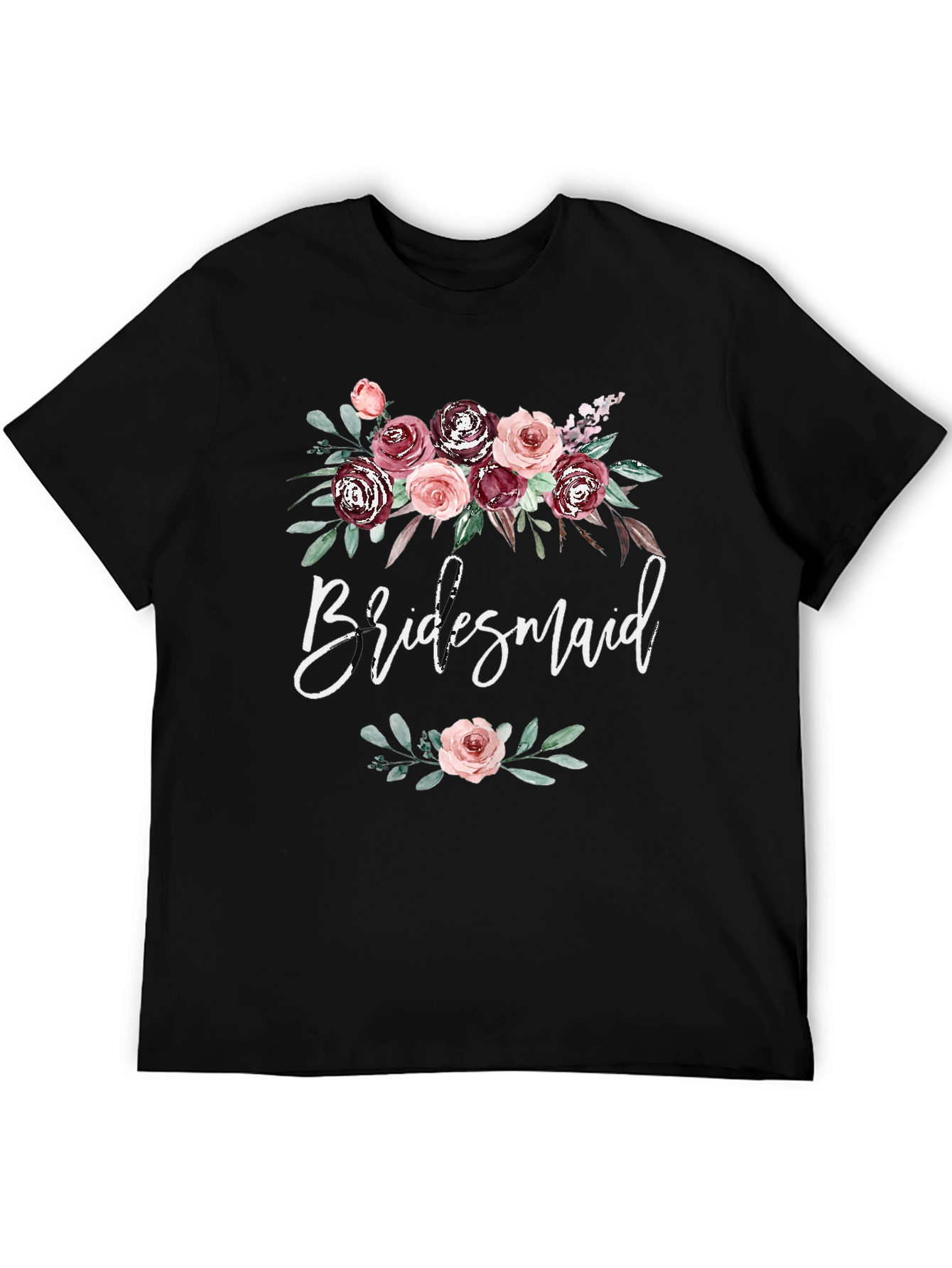 Black Bridesmaid Floral T-Shirt view 5