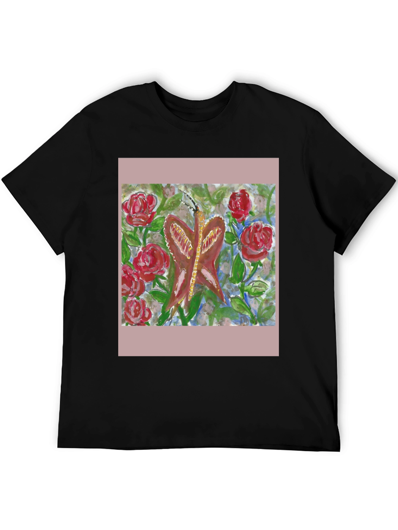 Black Butterfly and Roses Graphic Tee - Artistic Design view 5