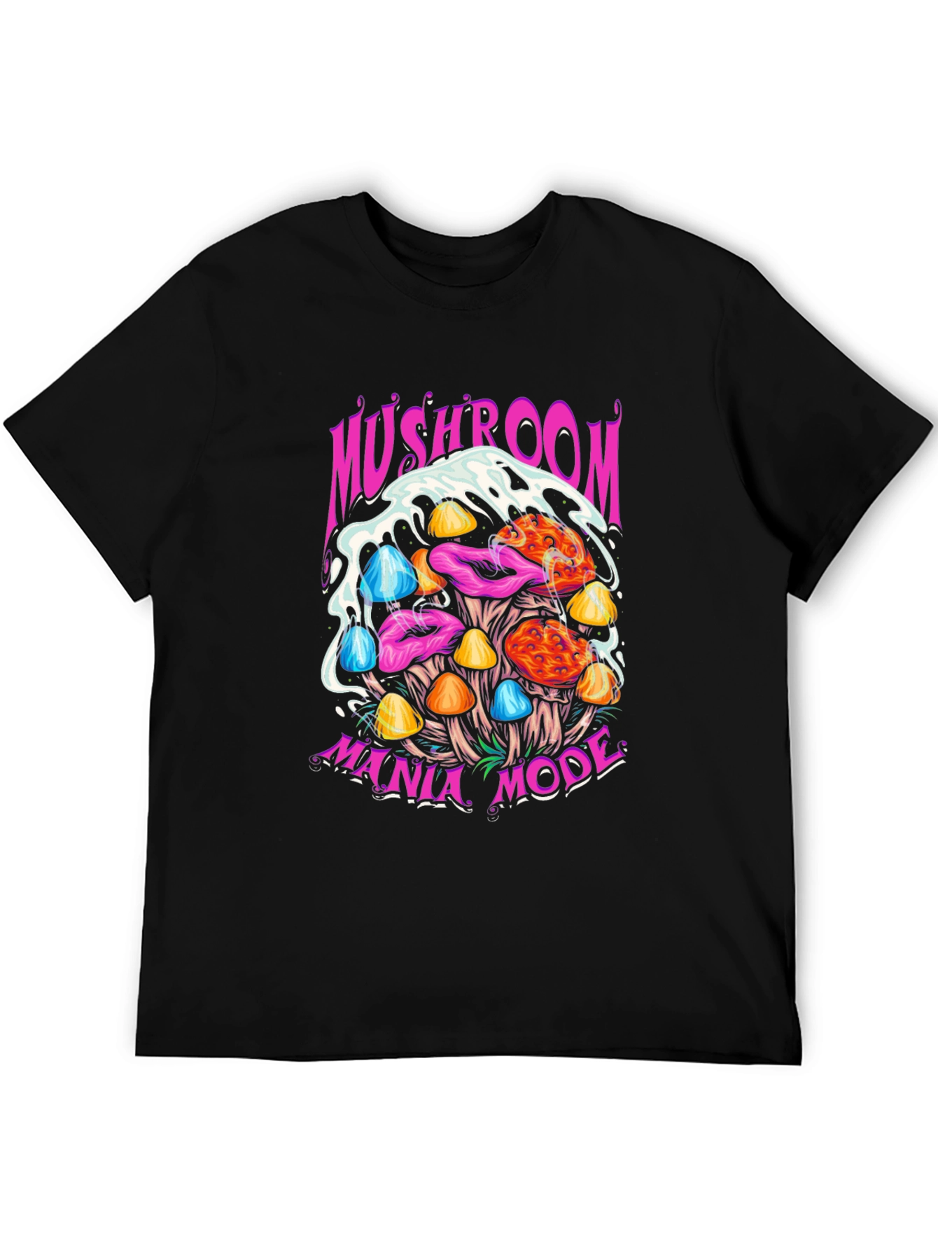 Black Mushroom Mania Mode Graphic Tee view 5