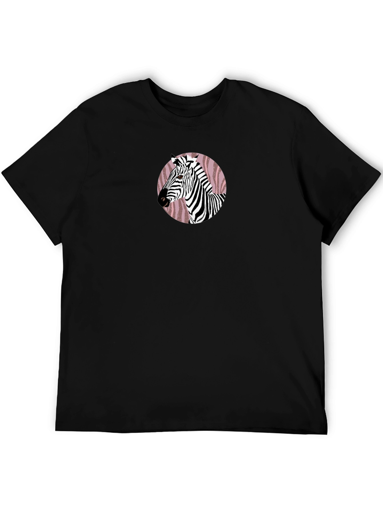 Black Zebra Graphic Print Crew Neck T-Shirt view 5