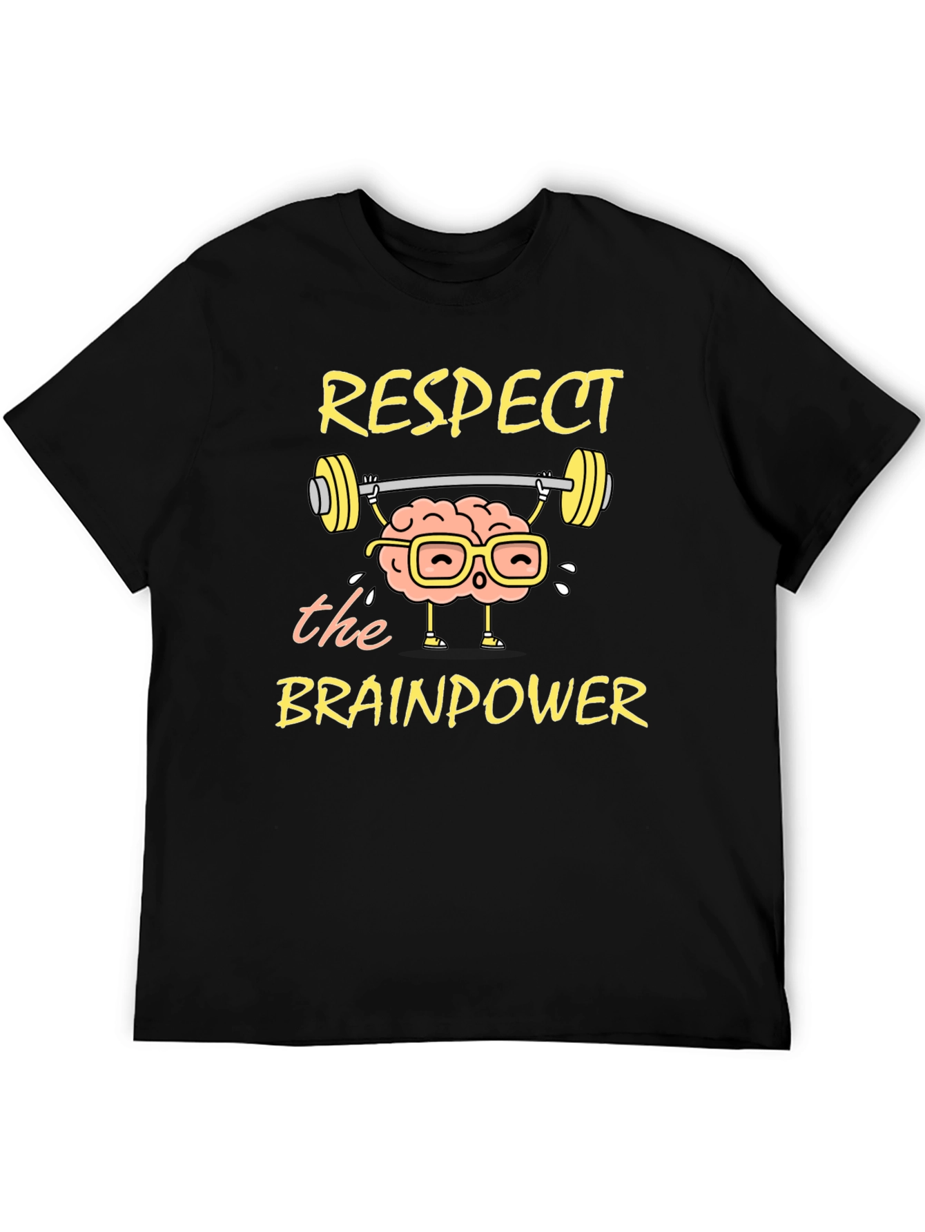 Black Respect the Brainpower T-Shirt - Smart & Funny Tee view 5