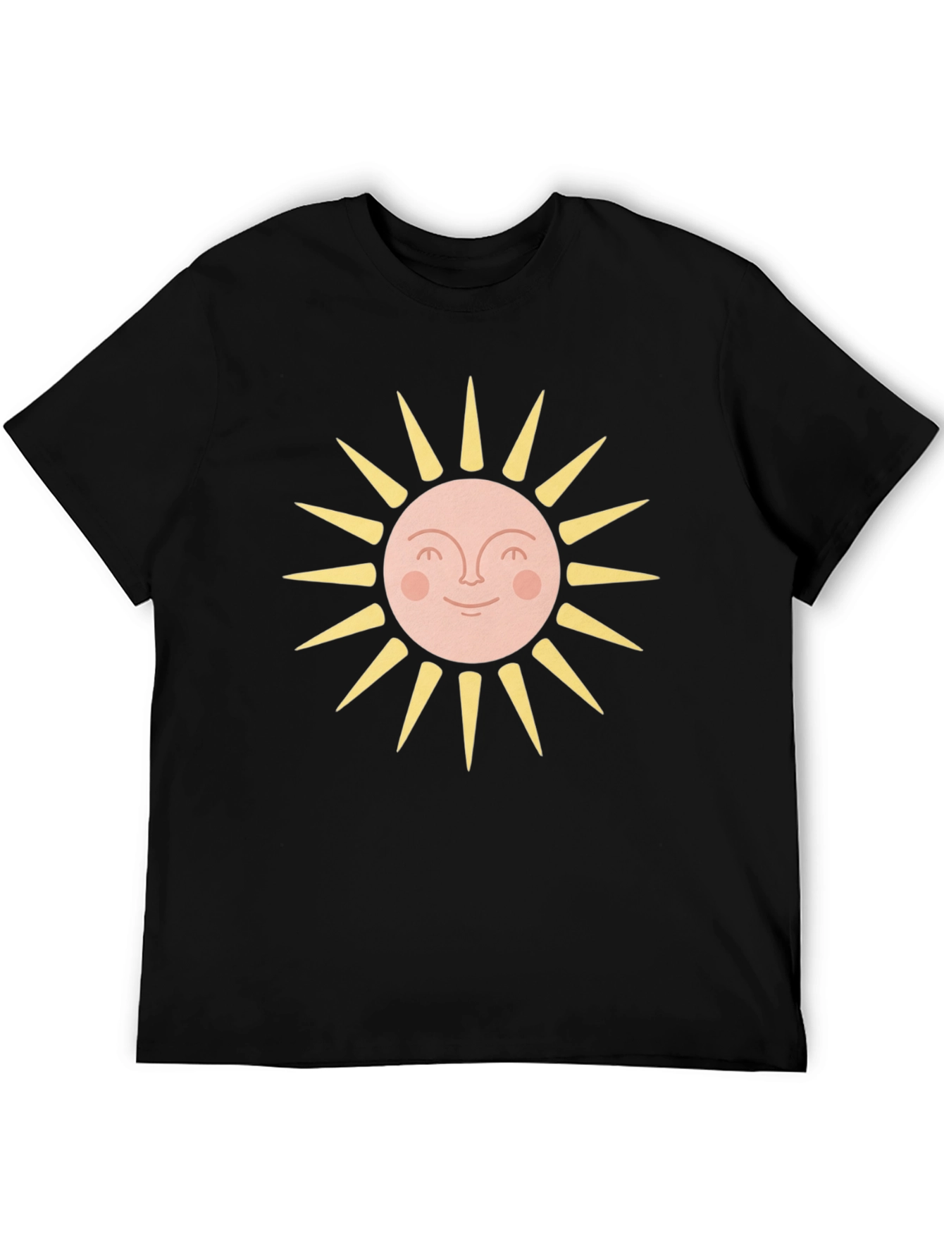 Black Smiling Sun Graphic Tee - Black Cotton Blend T-Shirt view 5