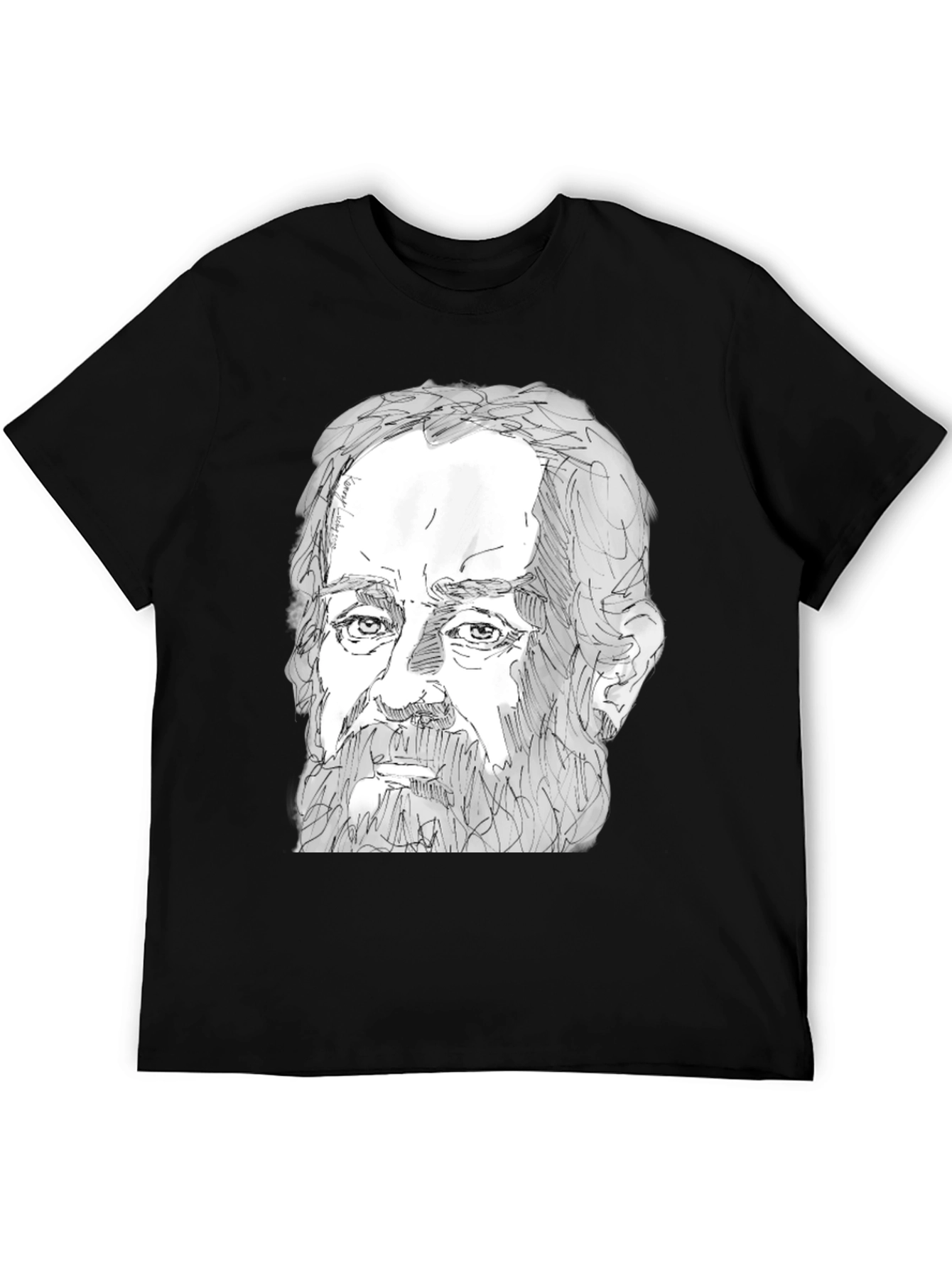 Black Sketch Portrait Black T-Shirt view 5