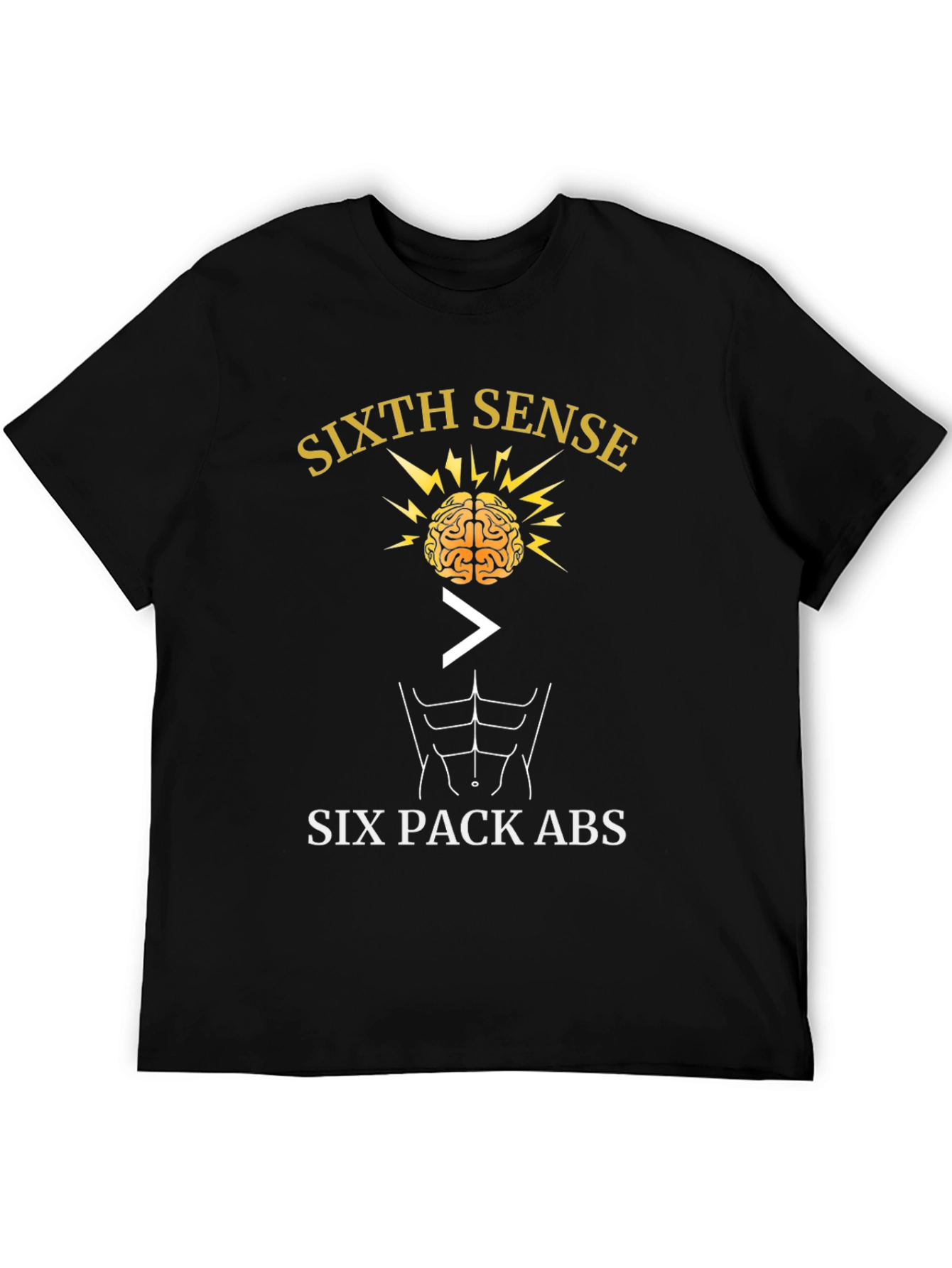 Black Sixth Sense > Six Pack Abs Graphic T-Shirt view 5