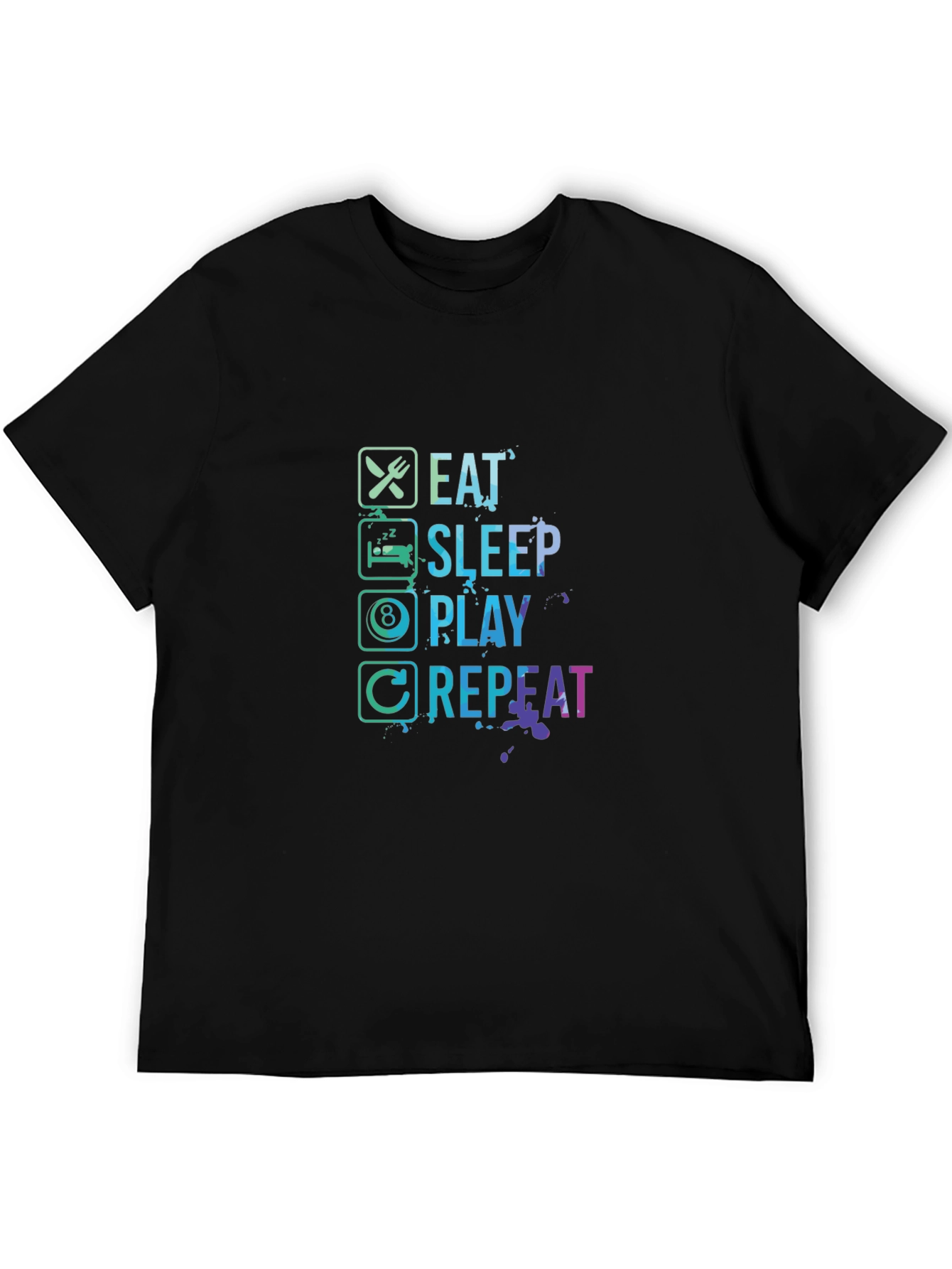 Black Eat Sleep Play Repeat T-Shirt - Gamer Tee view 5