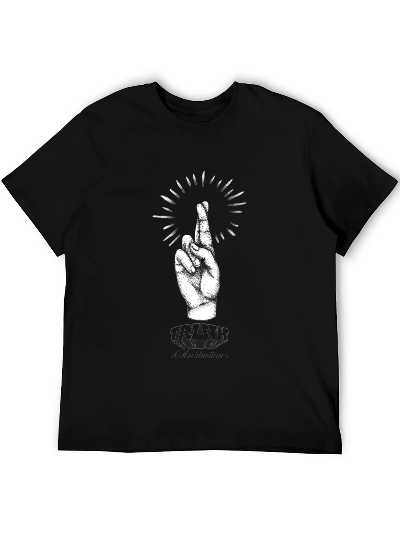 Black Black T-Shirt with Crossed Fingers Graphic view 5
