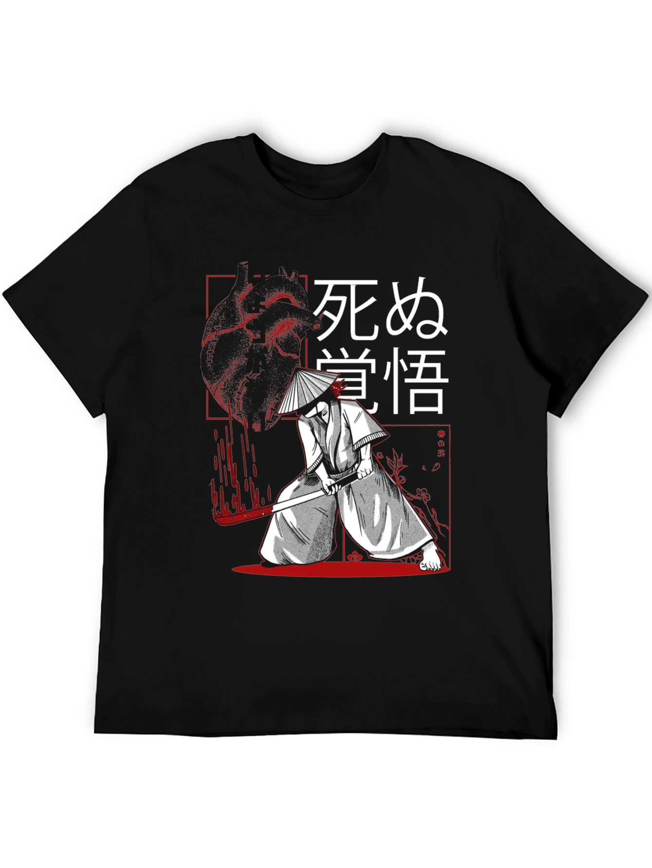 Black Samurai Graphic Tee - Black Cotton T-Shirt view 5