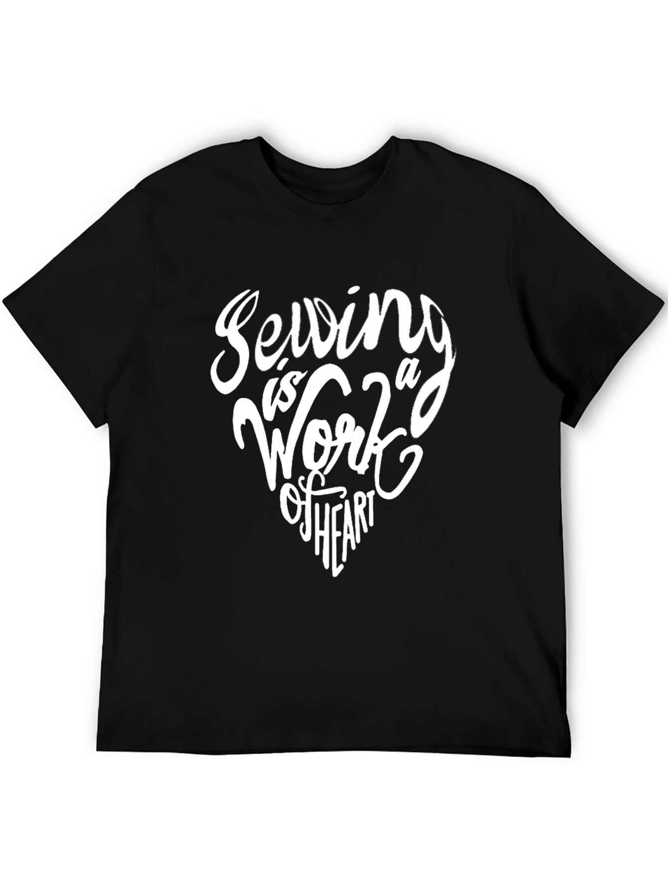 Black Sewing is a Work of Heart Graphic Tee - Black Unisex Shirt view 5