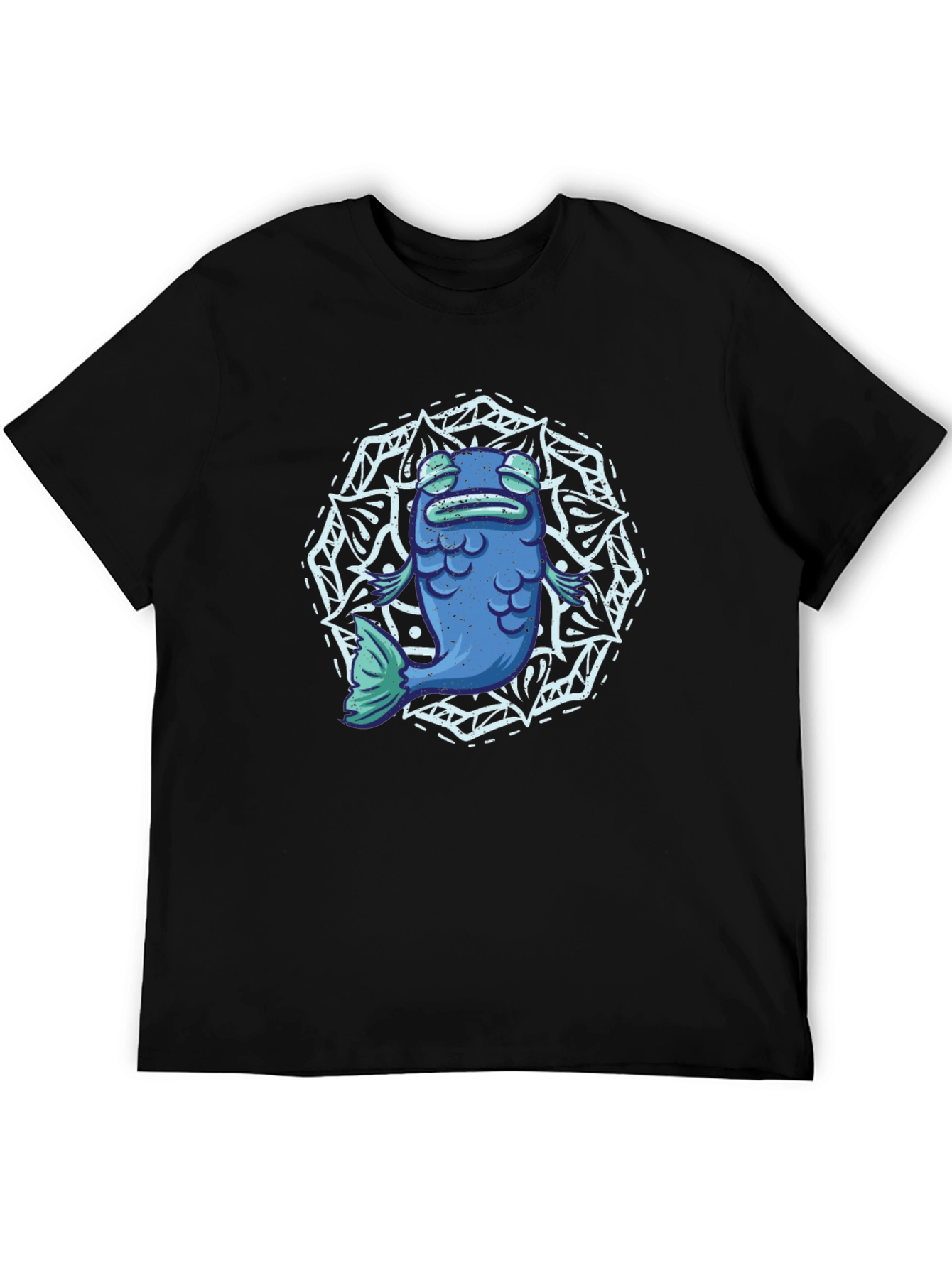 Black Zen Fish Mandala Graphic Tee - Men's Black T-Shirt view 5