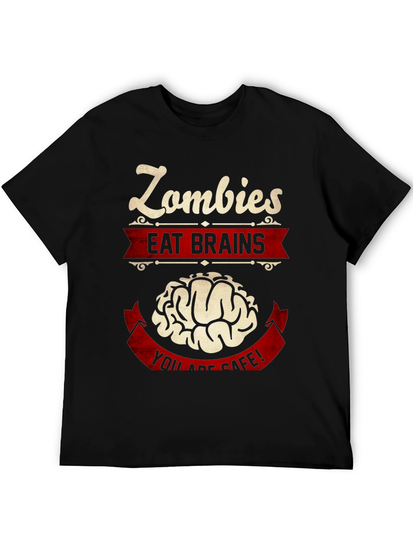 Black Zombies Eat Brains Graphic T-Shirt - Humor Tee view 5