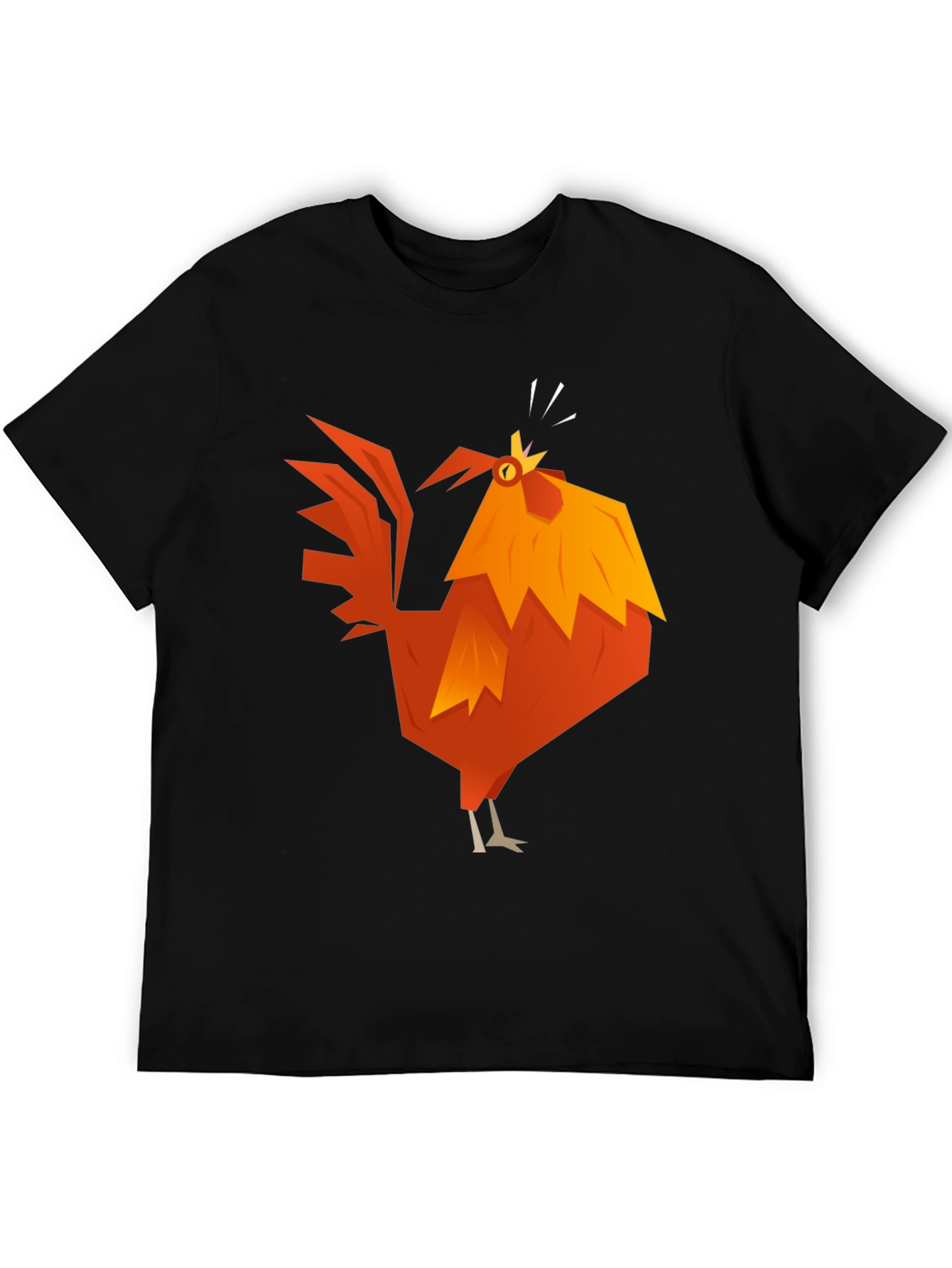 Black Geometric Rooster Graphic Tee - Black Cotton Blend view 5