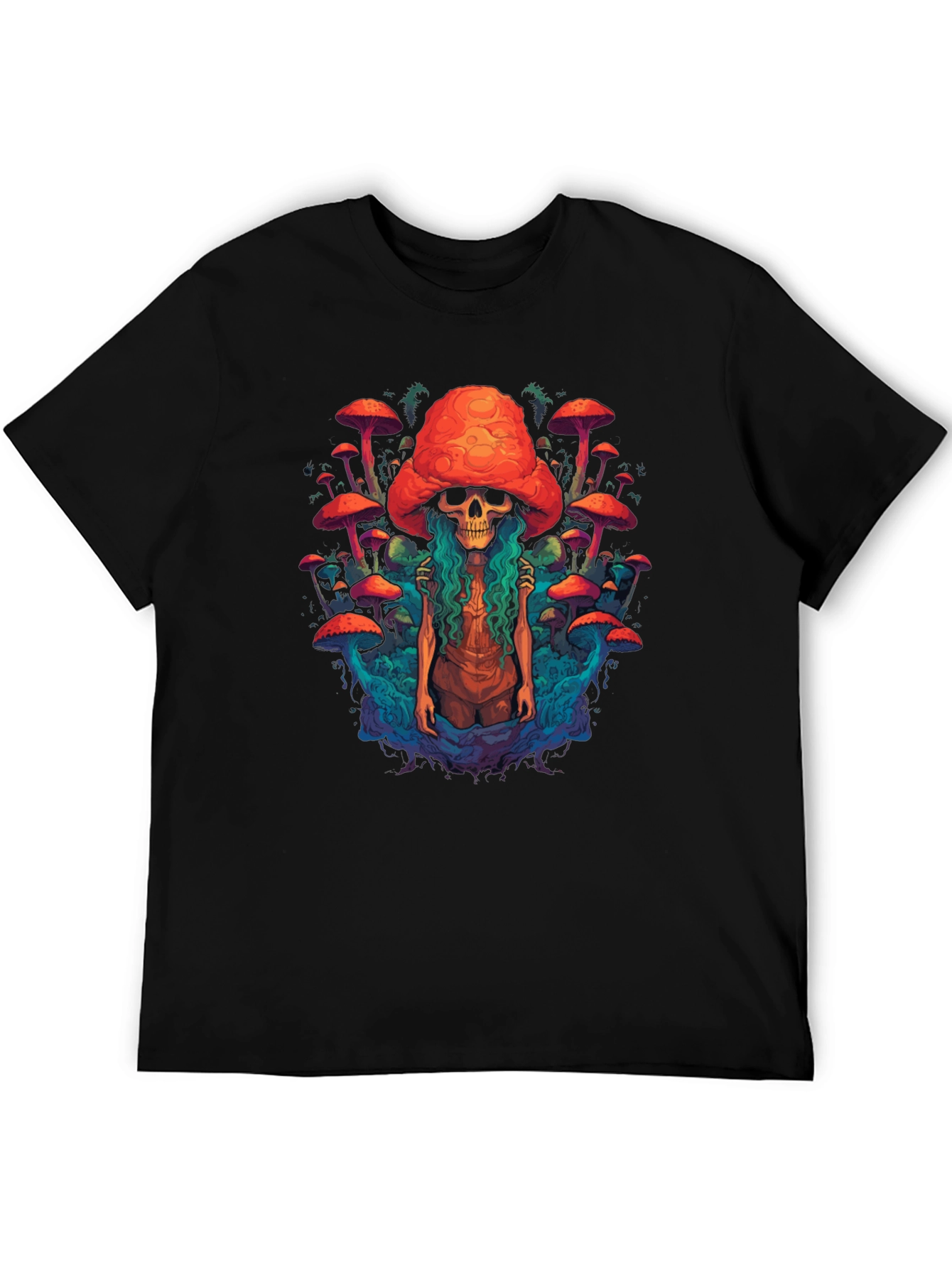 Black Mushroom Skull Graphic Tee - Unique Design view 5