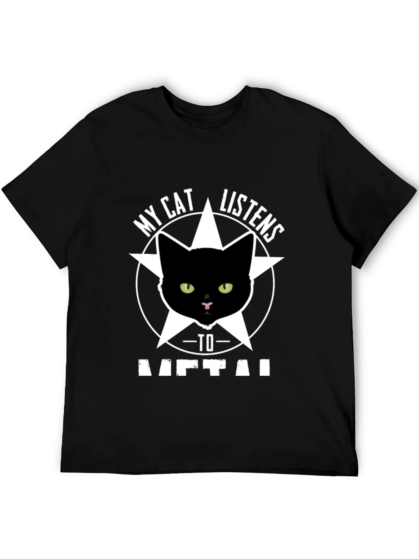 Black My Cat Listens to Metal T-Shirt view 5