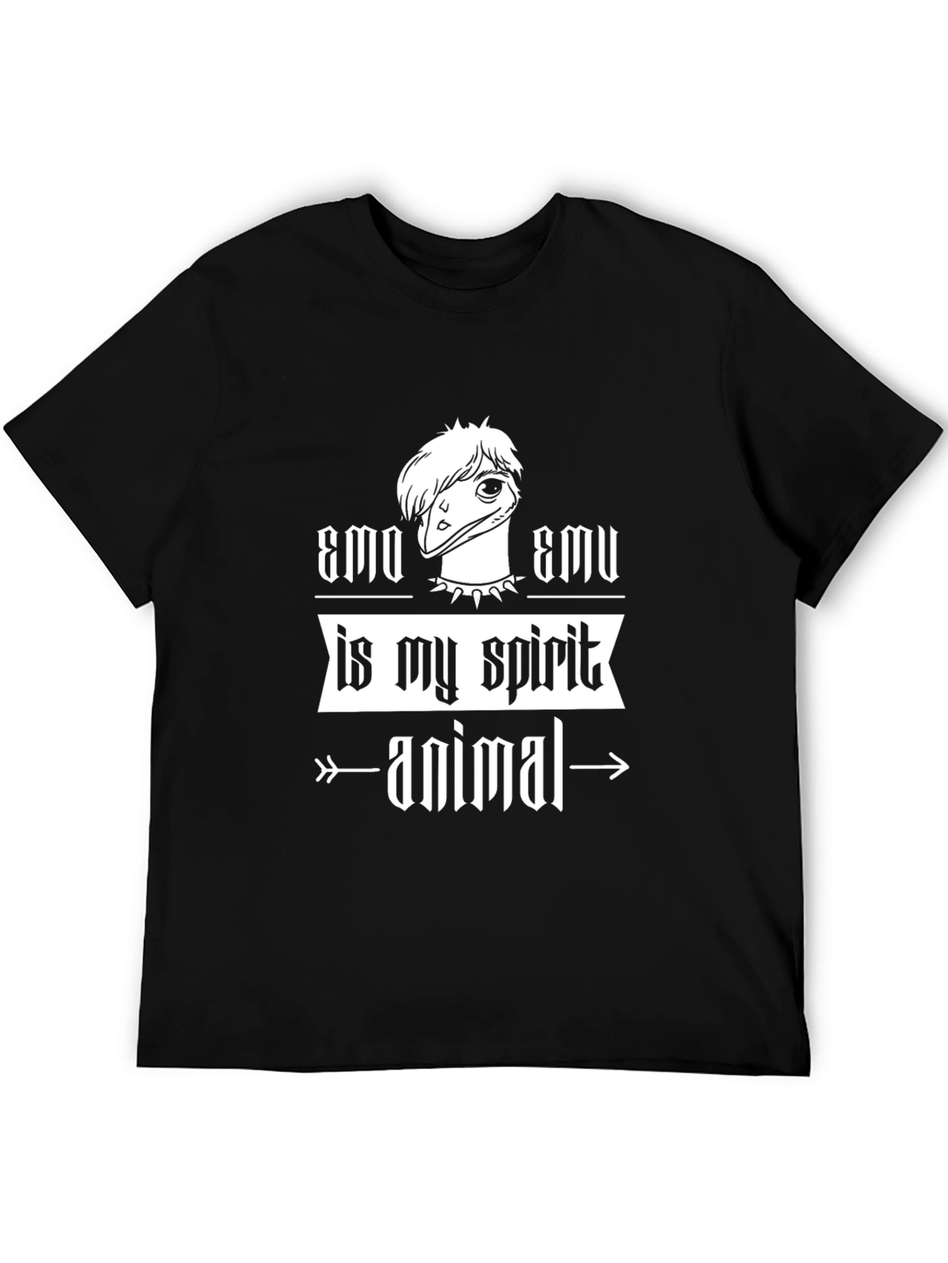 Black Emo Emu Spirit Animal Graphic Tee view 5