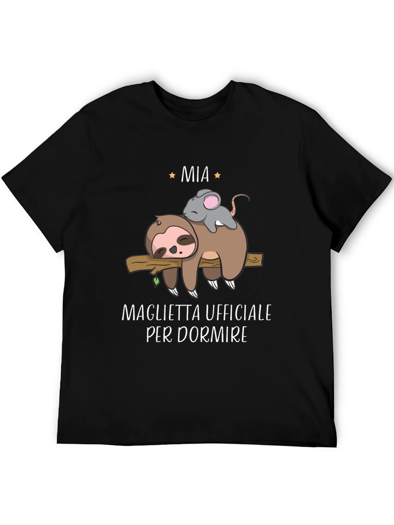 Black Funny Sloth & Mouse 'Mia' Sleep Shirt view 5