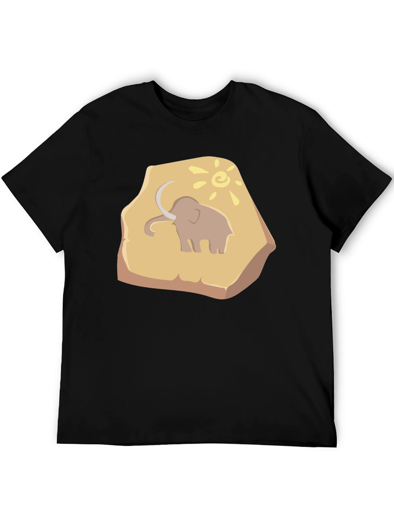 Black Mammoth Fossil Graphic Tee - Black Cotton T-Shirt view 5