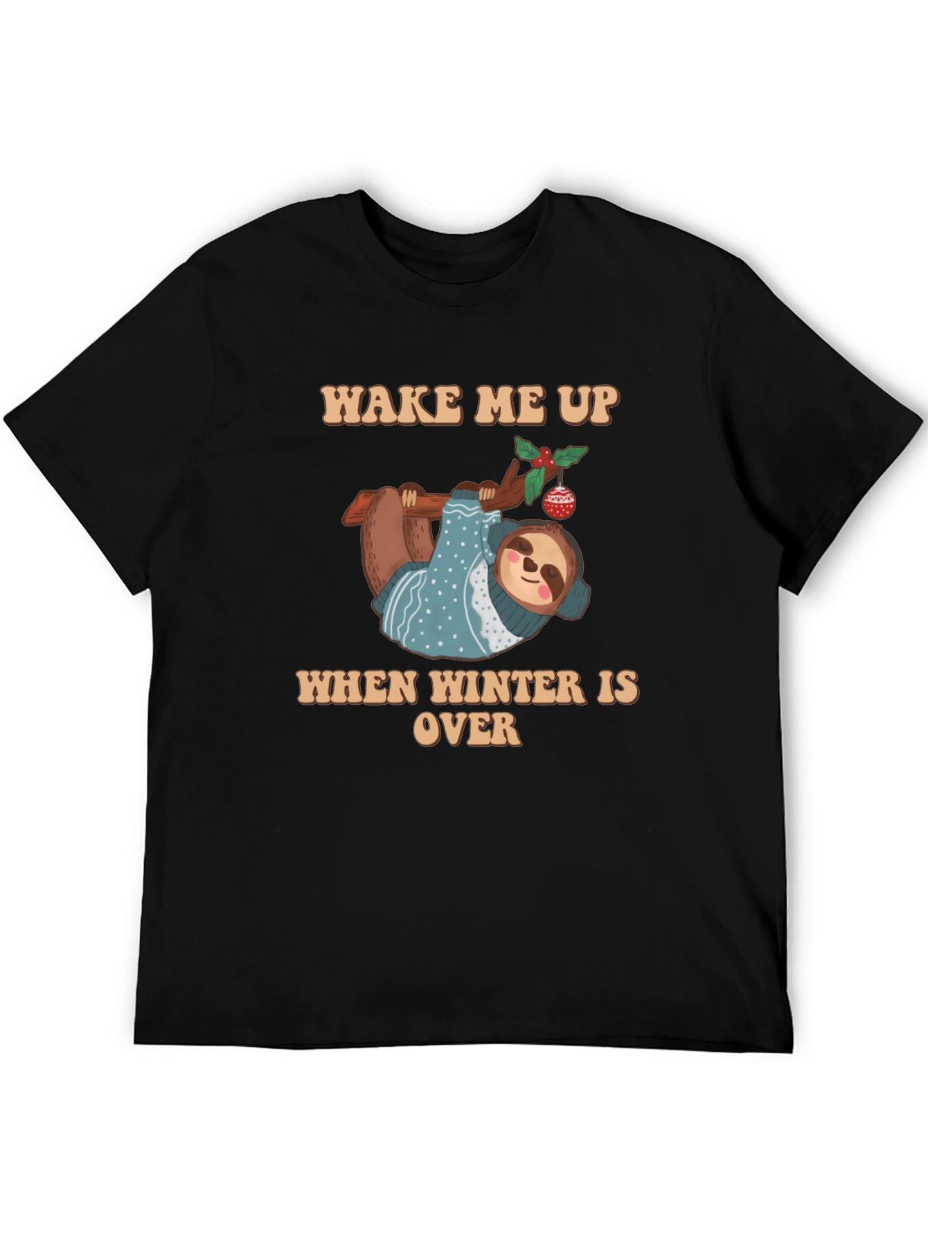 Black Sloth Winter T-Shirt - Wake Me Up When Winter Is Over view 5