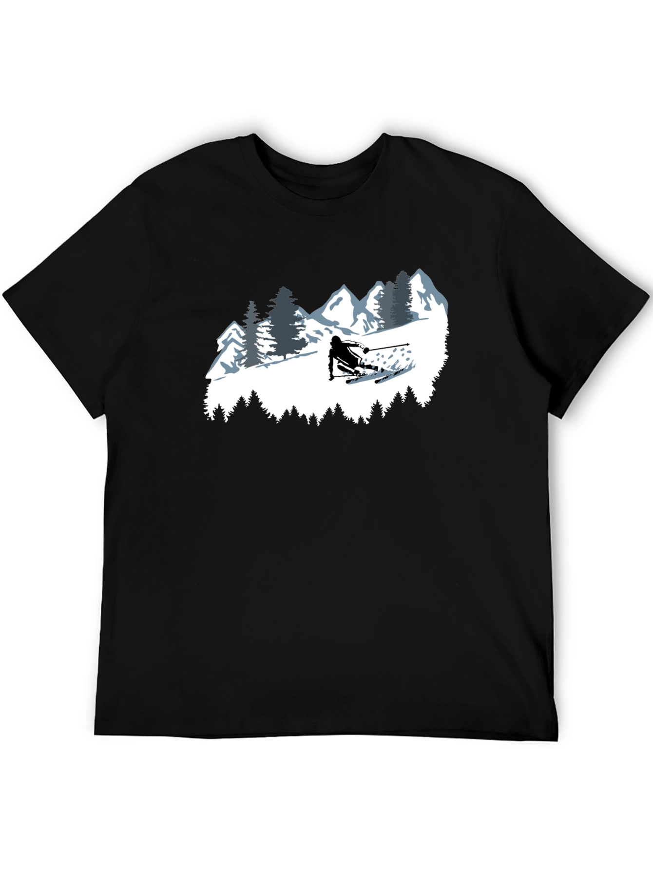 Black Skiing T-Shirt - Mountain Adventure Tee view 5
