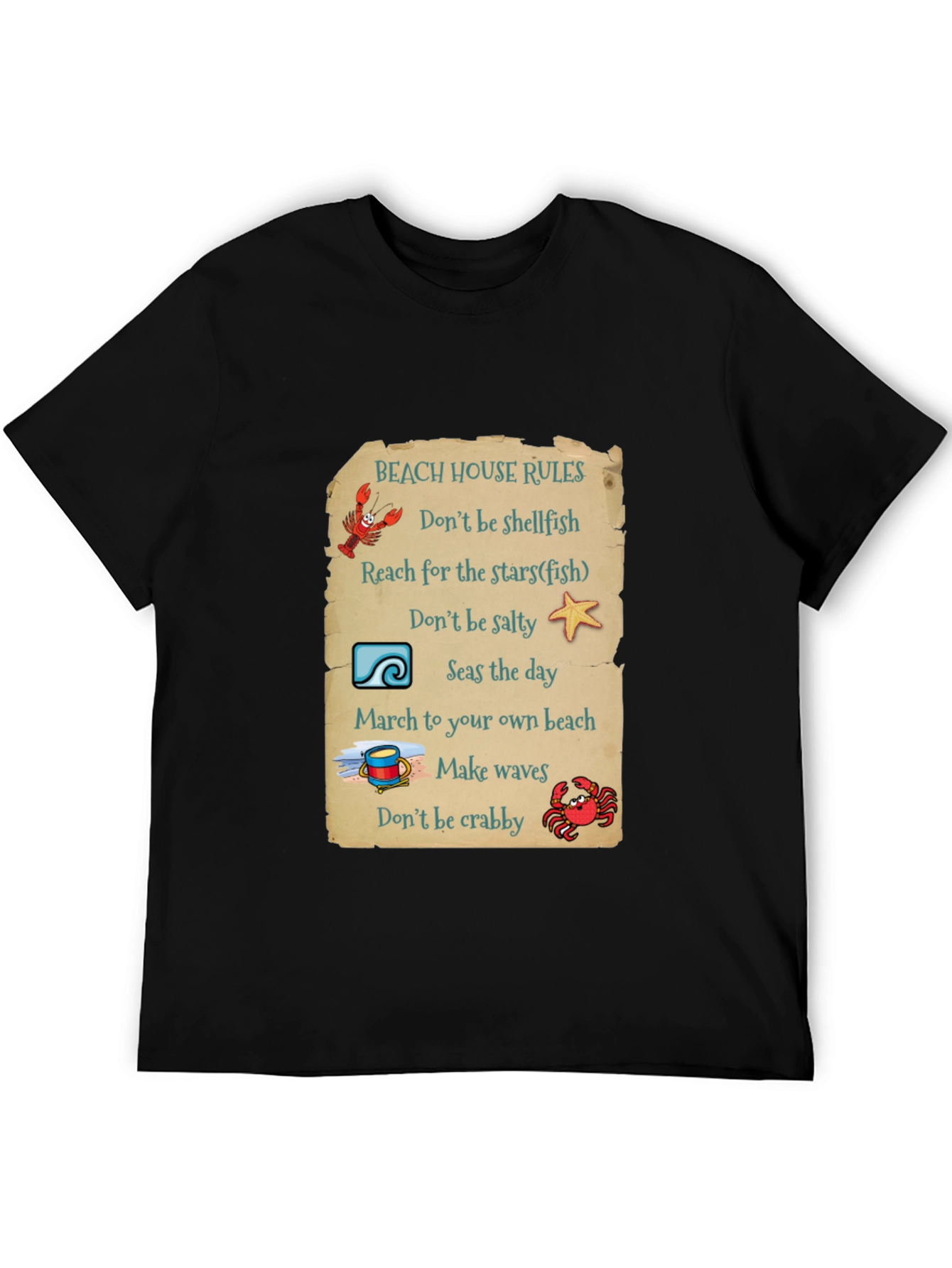 Black Beach House Rules Graphic T-Shirt view 5