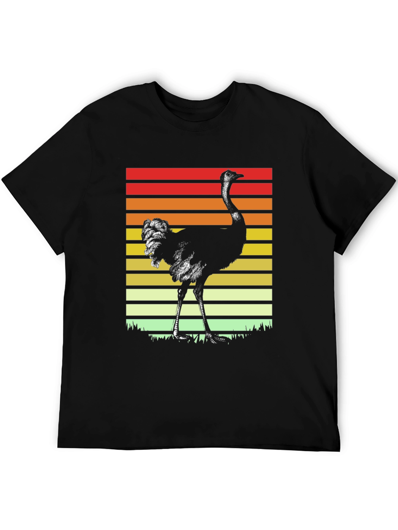 Black Retro Ostrich Sunset T-Shirt view 5