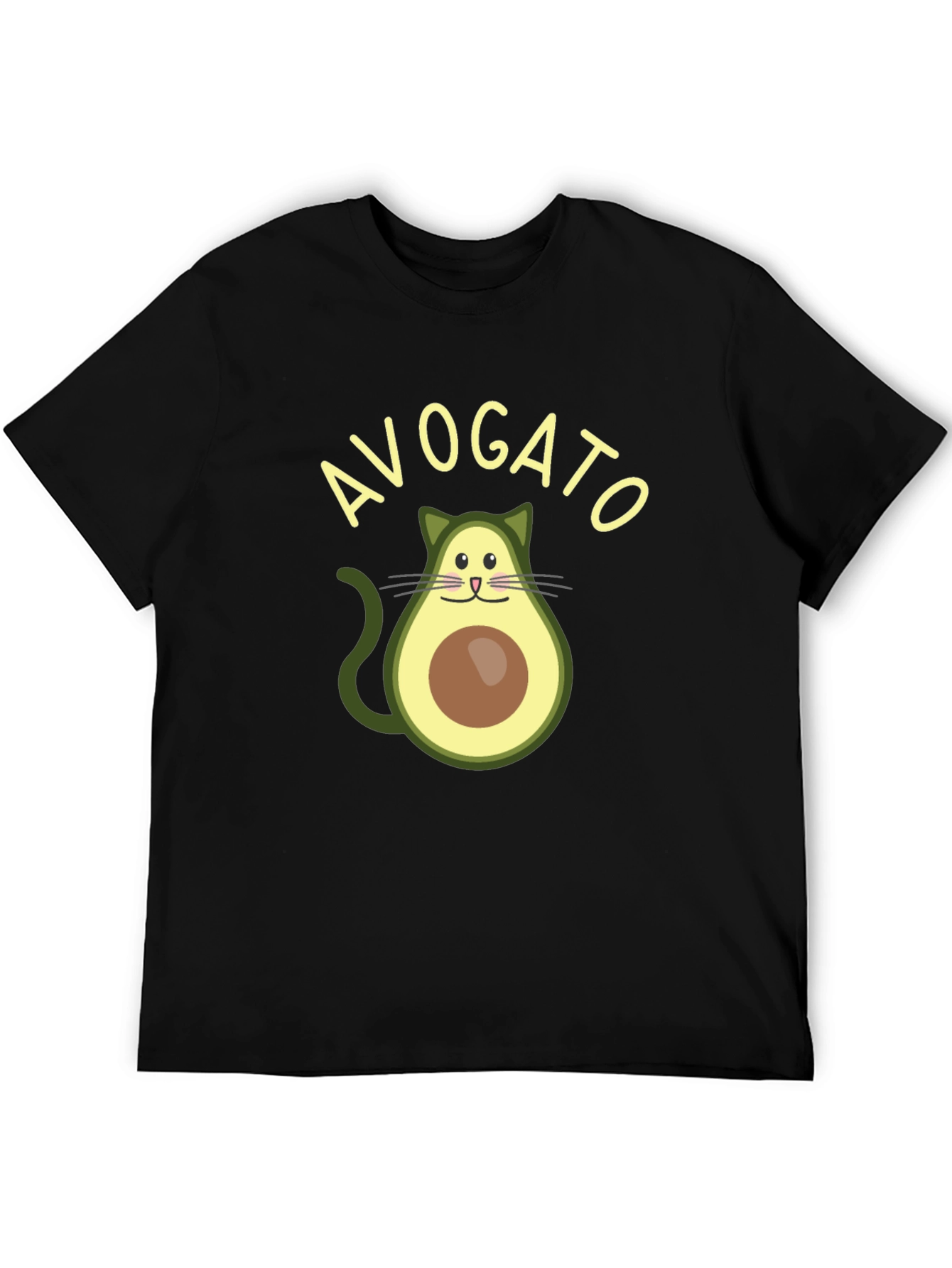 Black Avogato T-Shirt - Funny Avocado Cat Graphic Tee view 5