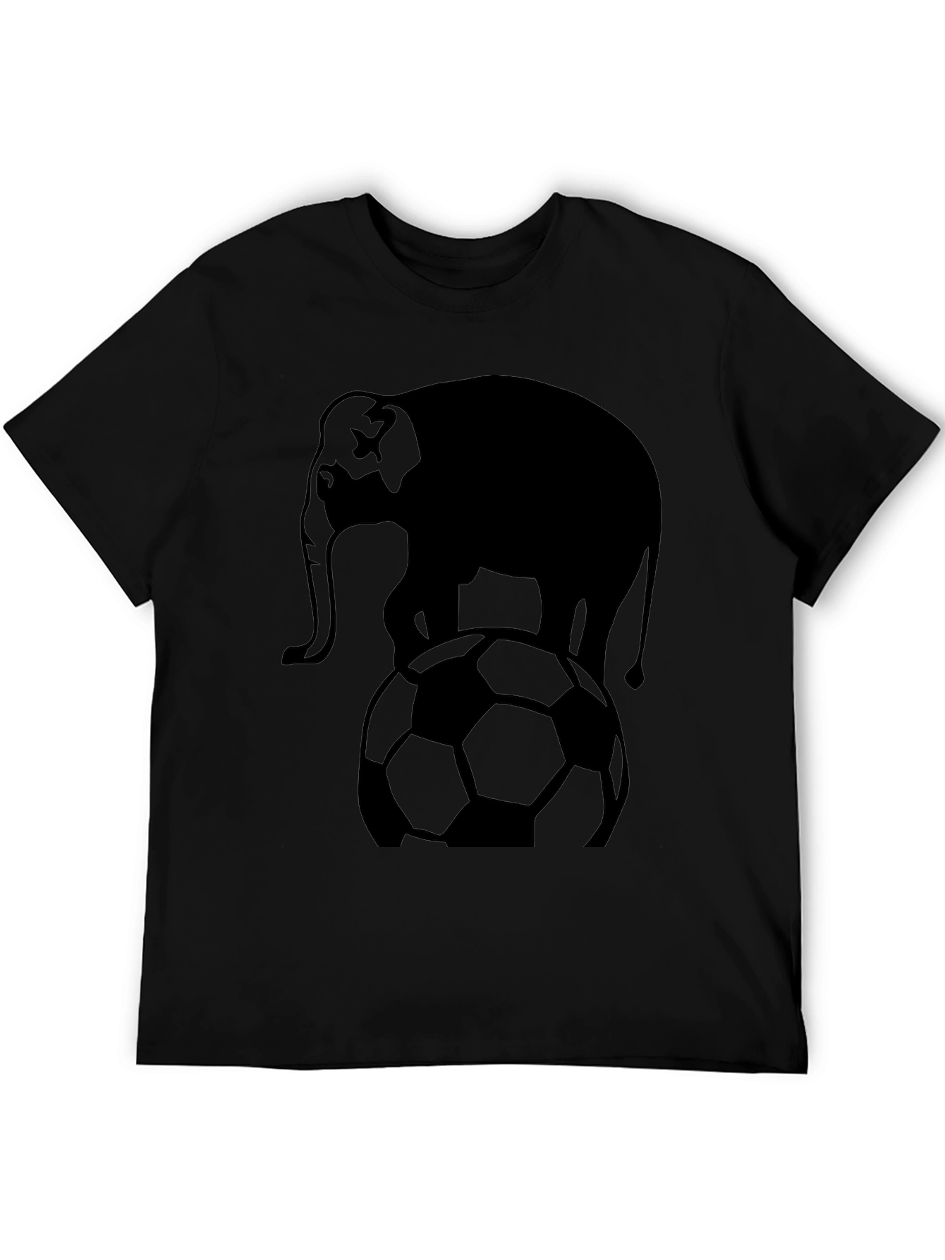 Black Elephant Soccer Ball Graphic T-Shirt - Black view 5