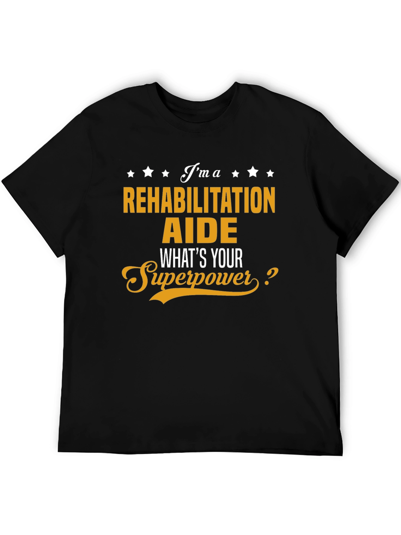 Black Rehabilitation Aide Superpower Black T-Shirt view 5
