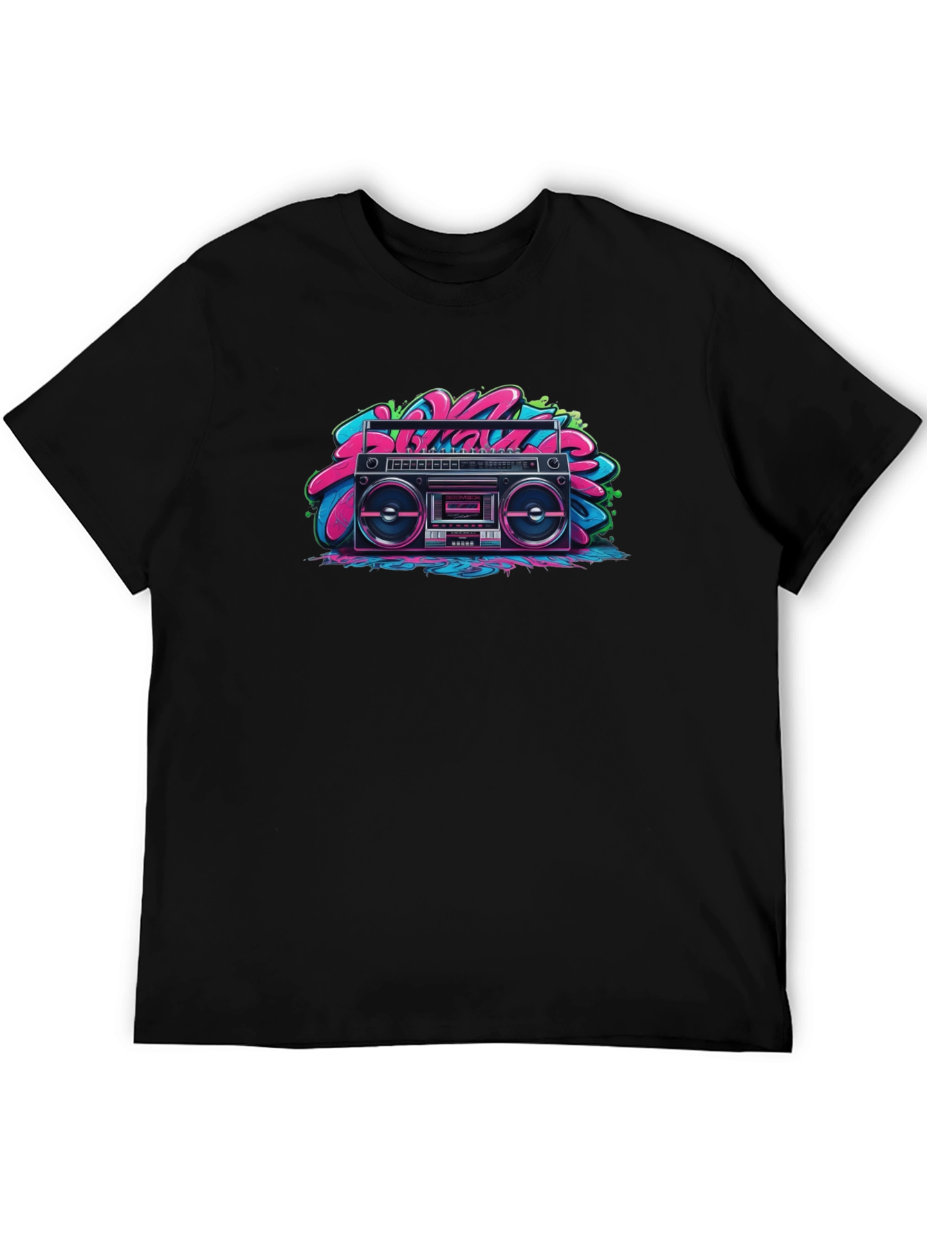 Black Retro Boombox Graphic Tee - Black view 5