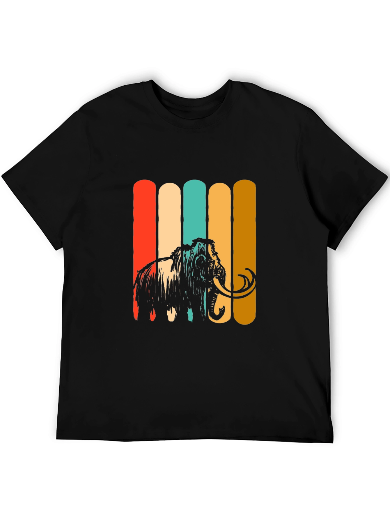 Black Retro Mammoth Graphic Tee - Vintage Style T-Shirt view 5