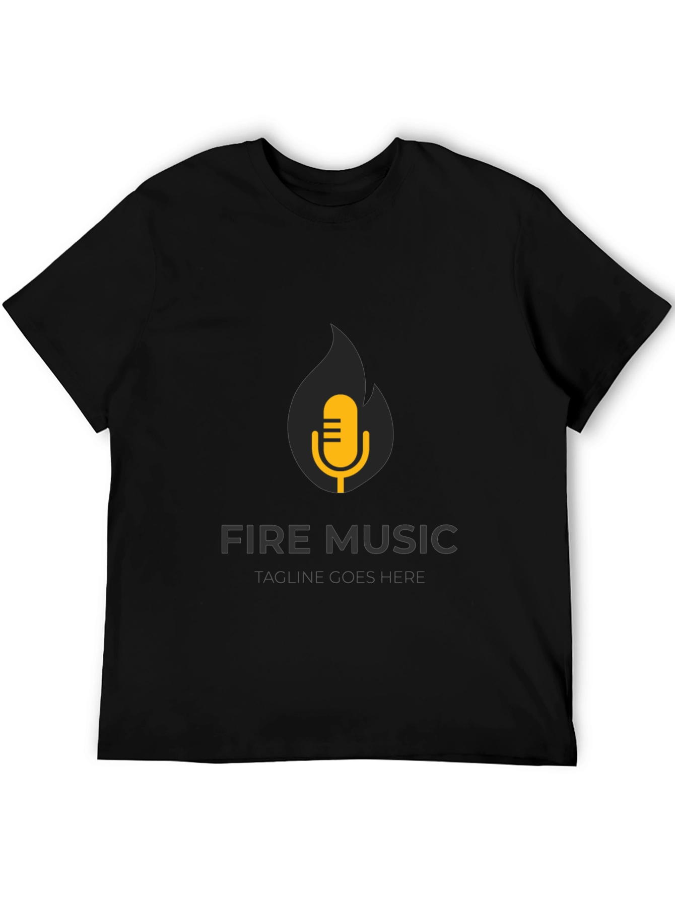 Black Fire Music Graphic Tee - Black Cotton T-Shirt view 5