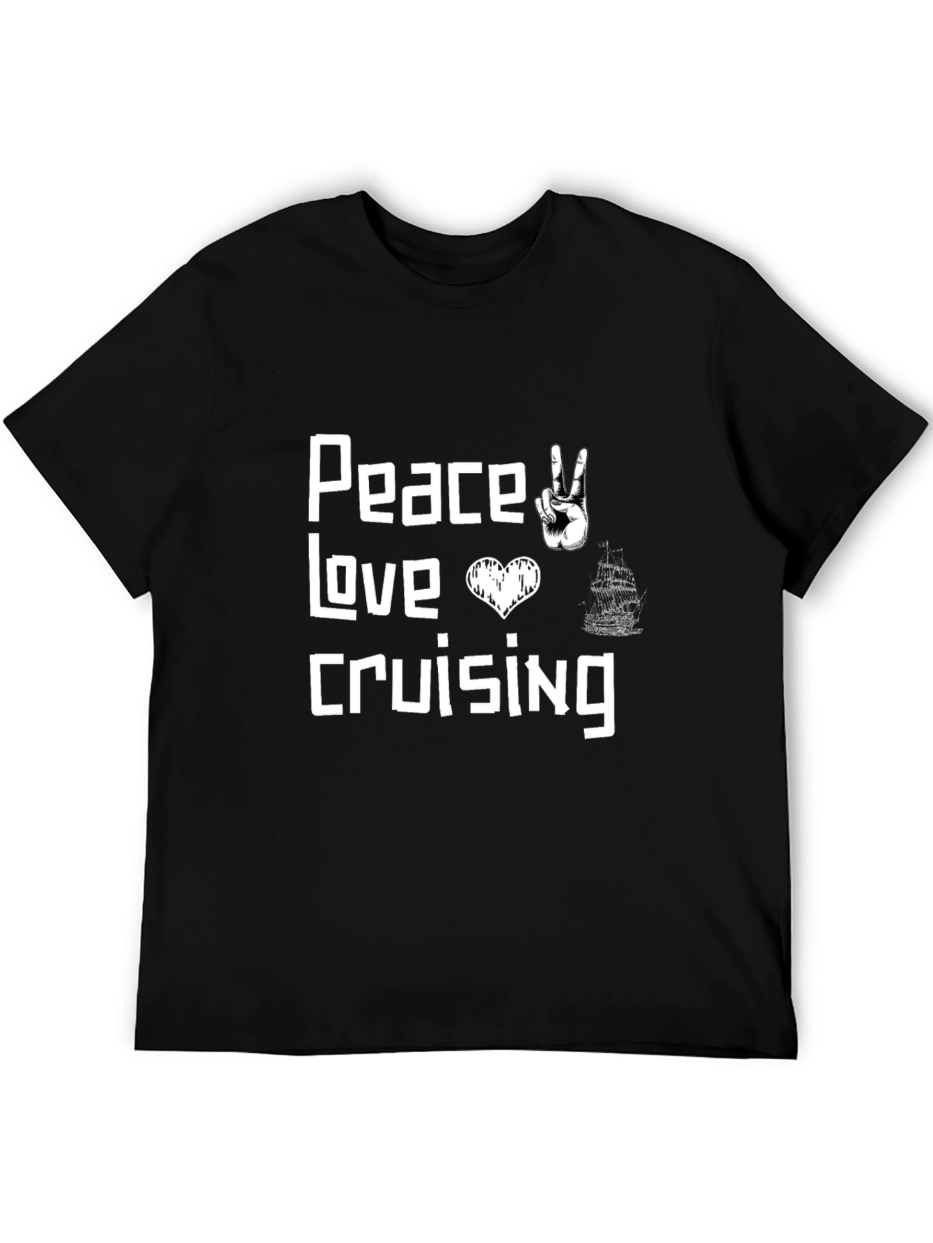 Black Peace Love Cruising T-Shirt - Black Graphic Tee view 5