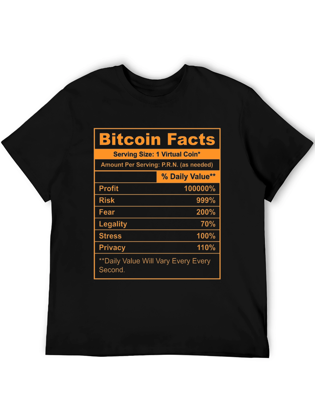 Black Bitcoin Facts Novelty T-Shirt view 5