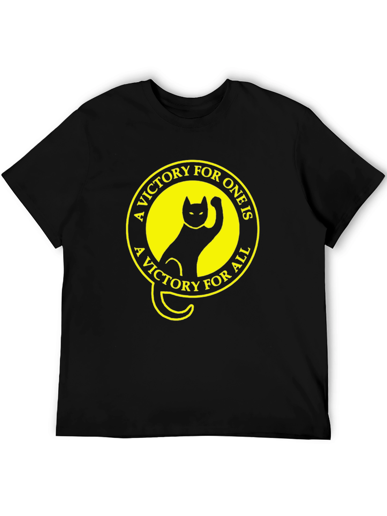 Black Victory Cat T-Shirt - Black Crew Neck Tee view 5