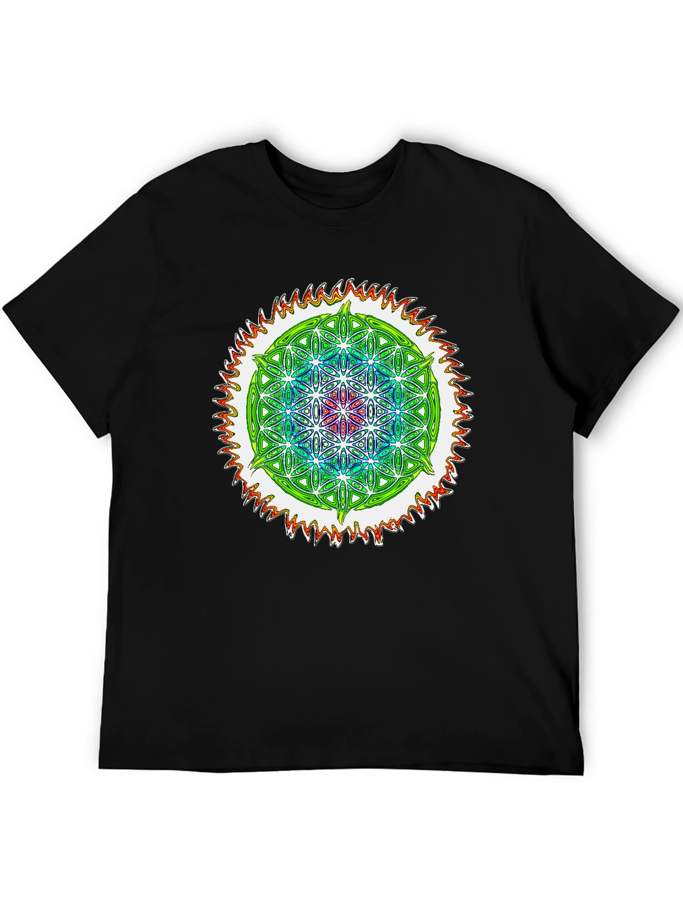 Black Psychedelic Flower of Life Graphic Tee view 5