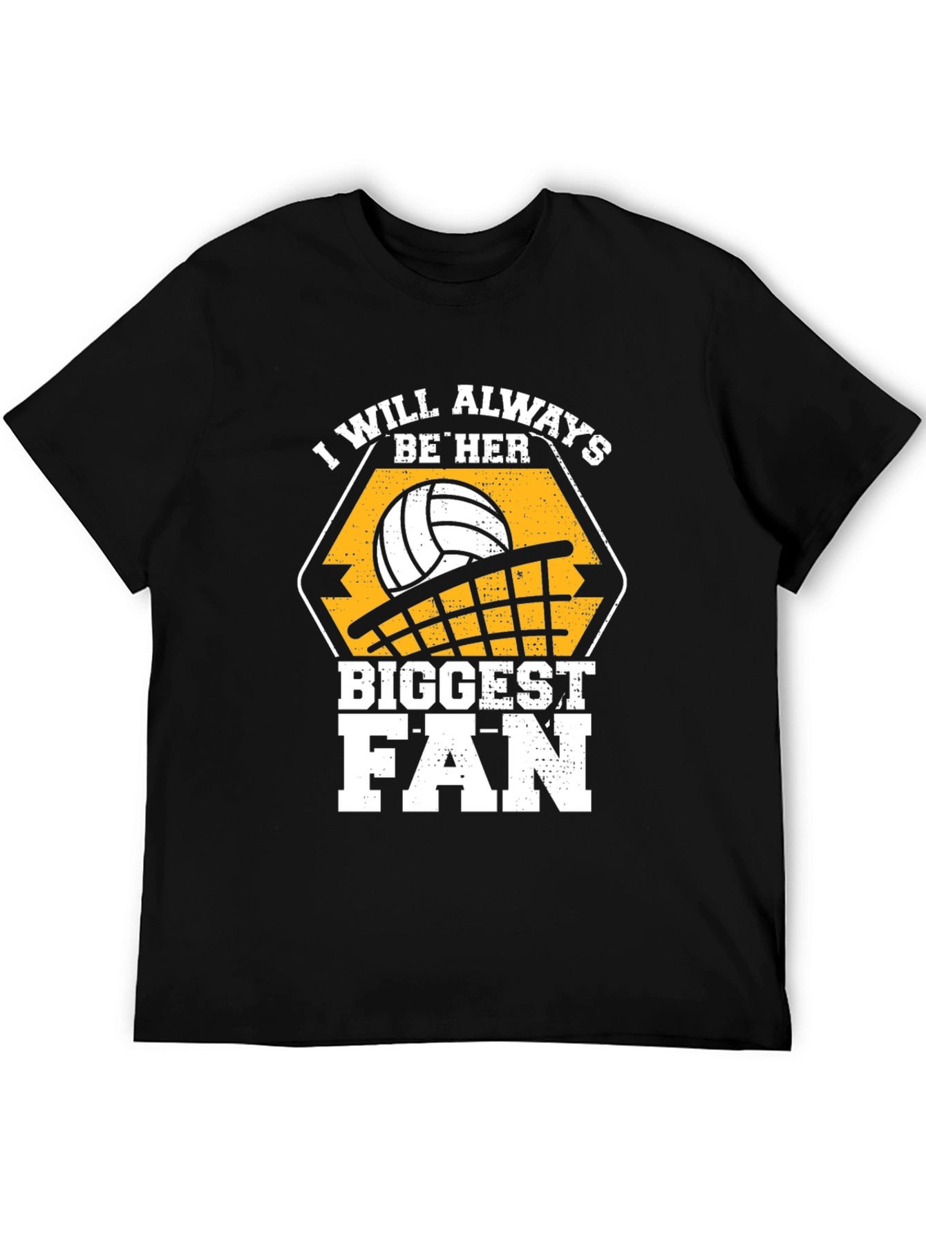 Black Volleyball Fan T-Shirt - I Will Always Be Her Biggest Fan view 5