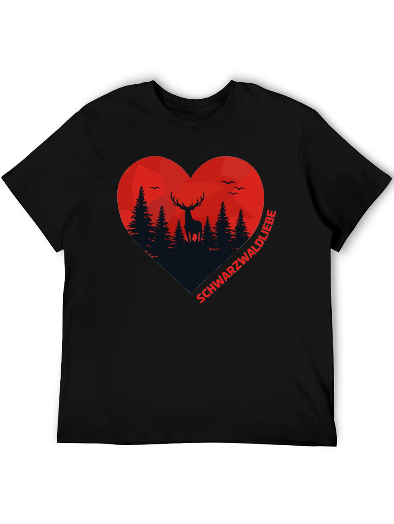 Black Black Forest Deer Heart Graphic T-Shirt view 5